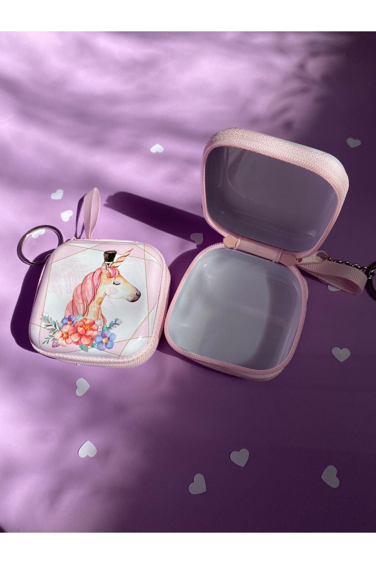 sabiha aksesuar desenli fermuarlı mini metal kutu, organizer (7cm) Aksesuar
