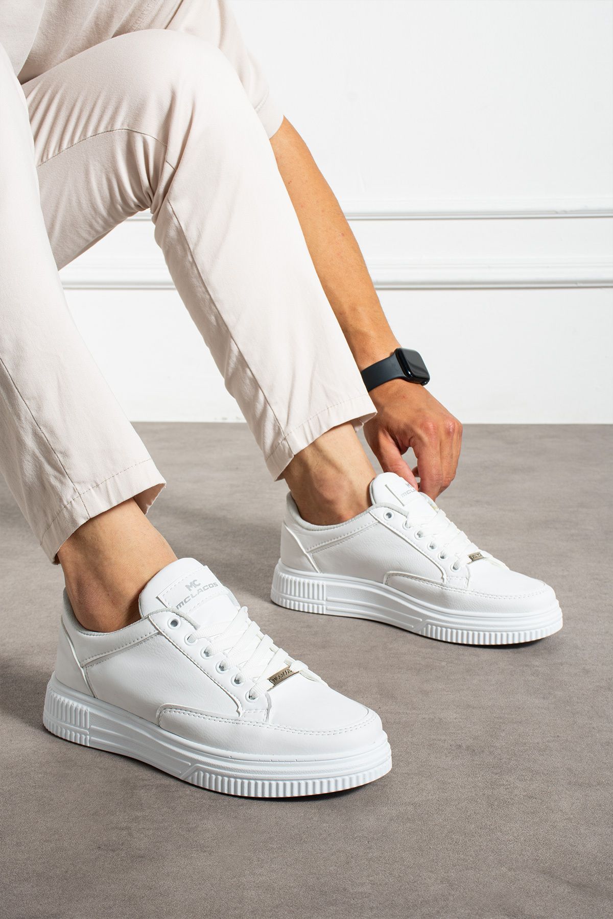 MCLACOS Erkek Sneaker Günlük Spor Ayakkabı Yüksek Taban Beyaz - Rahat Tasarım x5