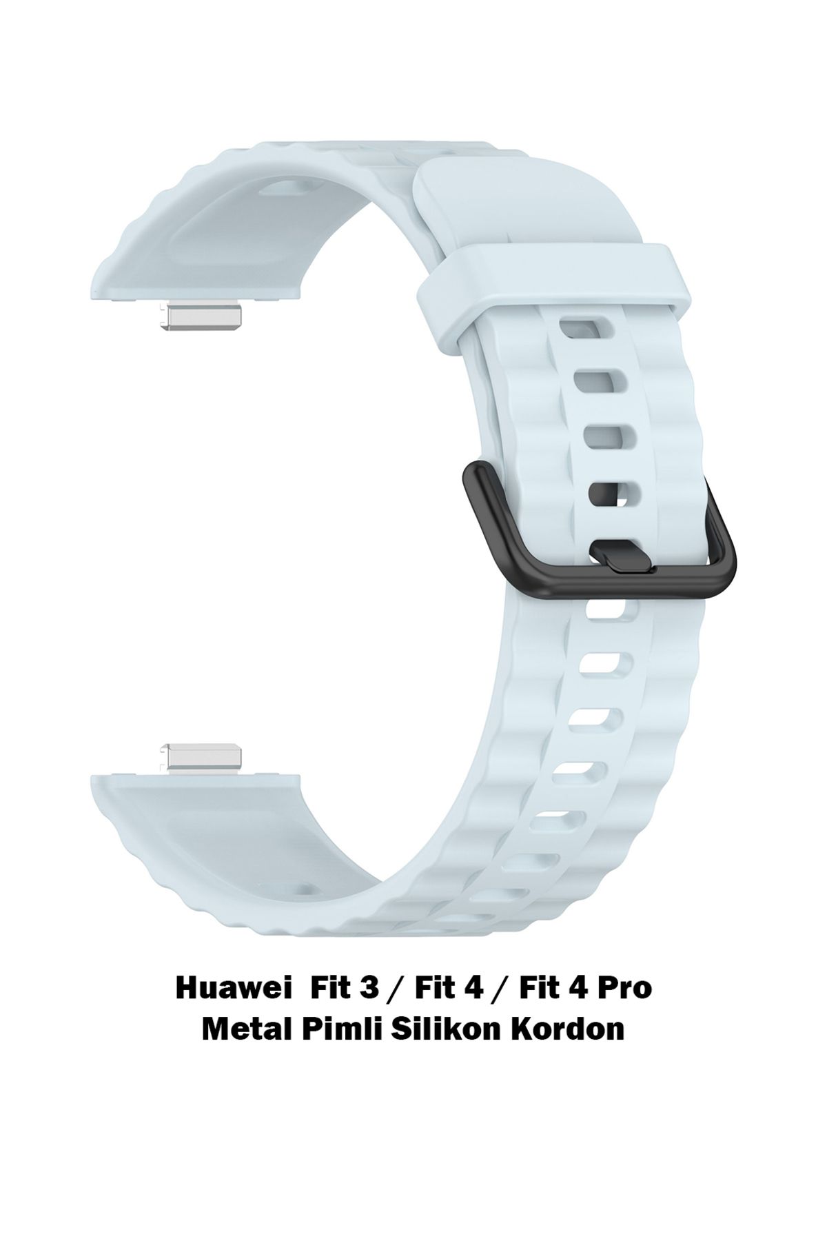 Novatis Huawei Fit 4 Pro /Fit4 / Fit3 Uyumlu Silikon Dalgalı Soft Metal Pim ve Tokalı Kayış