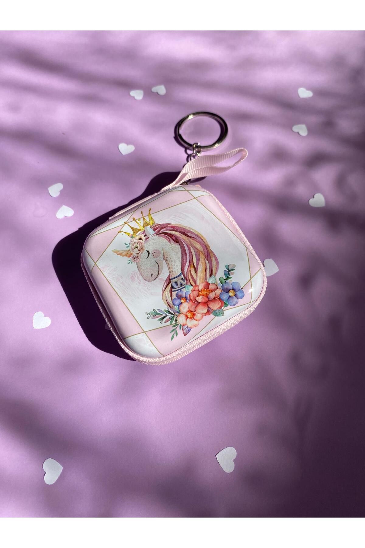 sabiha aksesuar desenli fermuarlı mini metal kutu(7cm)