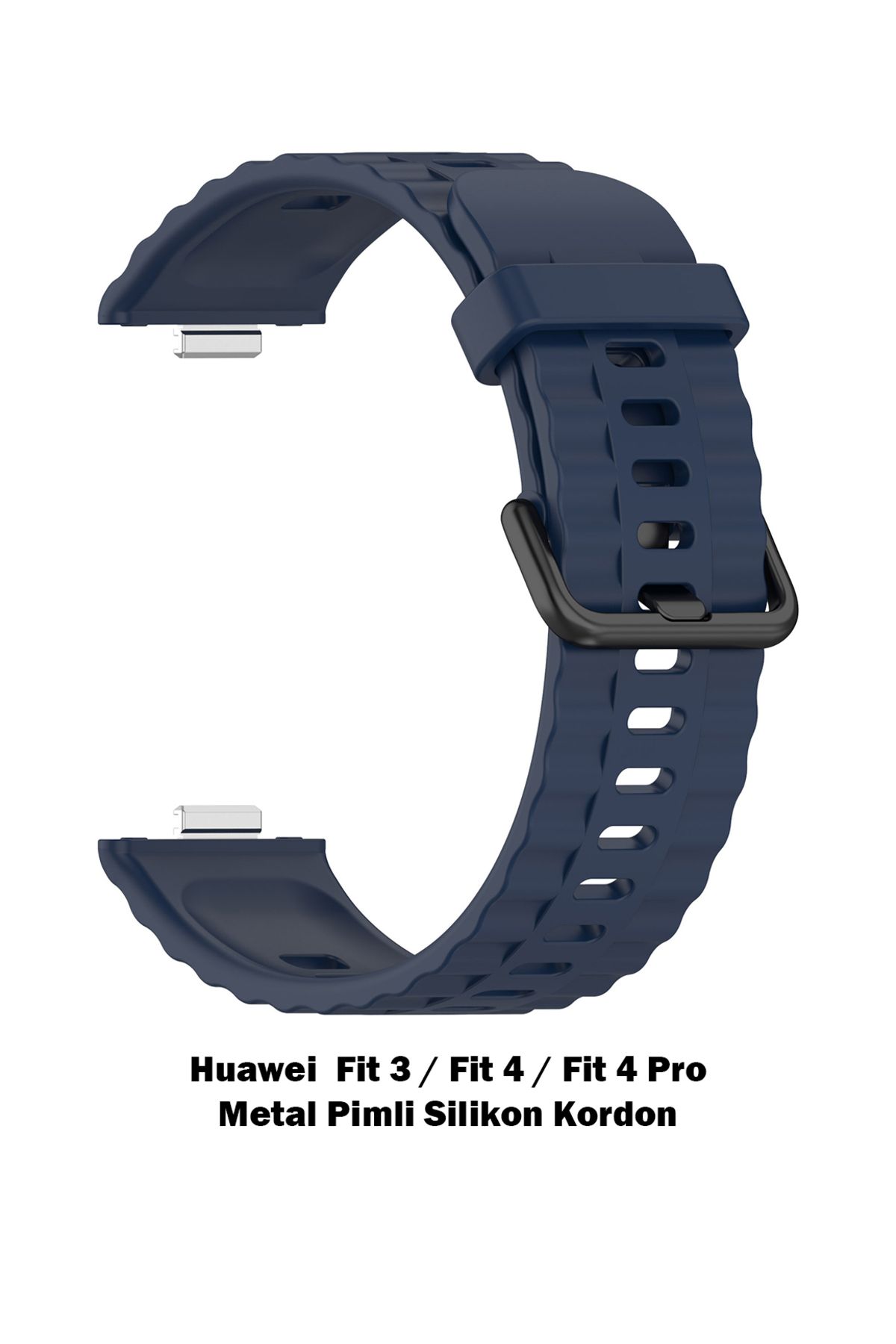Novatis Huawei Fit 4 Pro /Fit4 / Fit3 Uyumlu Silikon Dalgalı Soft Metal Pim ve Tokalı Kayış