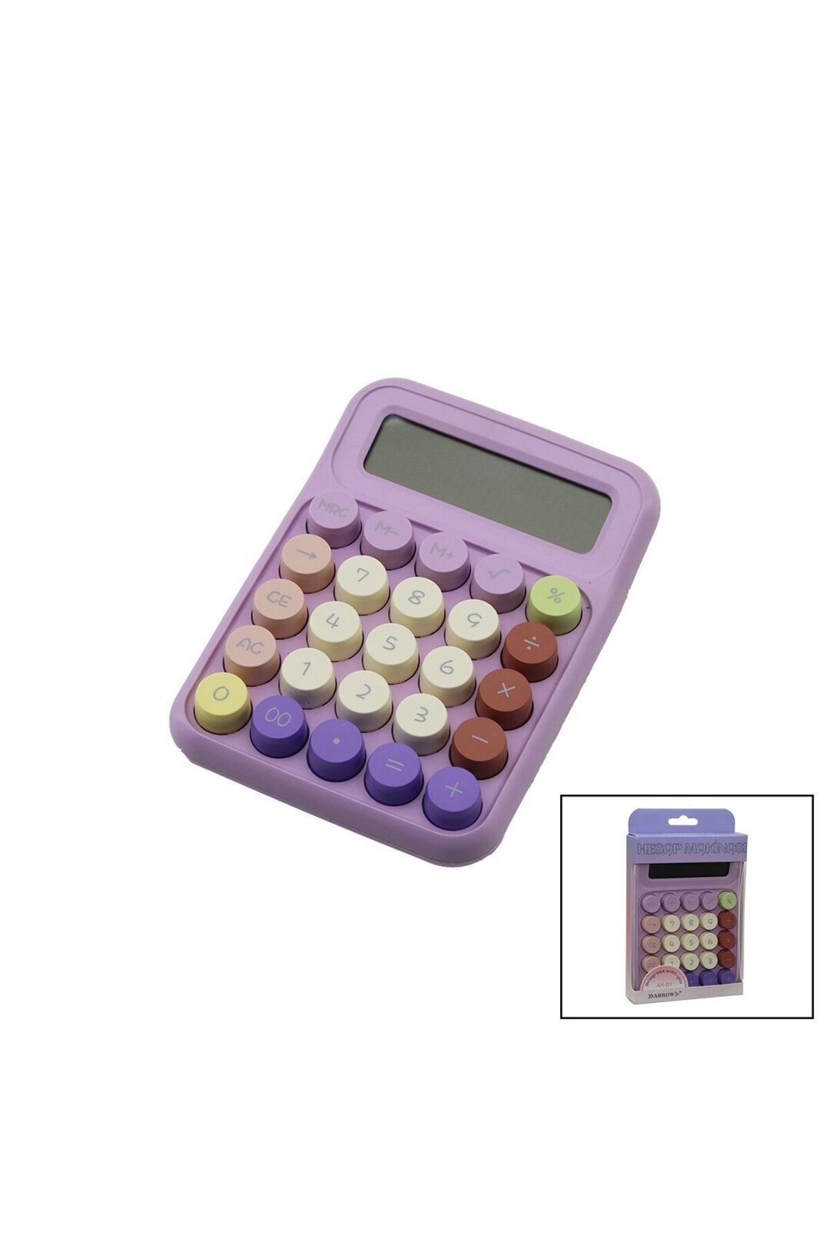 POEBGO FAMİLY'S DAKTİLO TUŞ MODELİ 12 HANELİ HESAP MAKİNESİ MİX RENKLİ PİLLİ 15.7 X 11.1 X 2.7CM 166GR (5162)