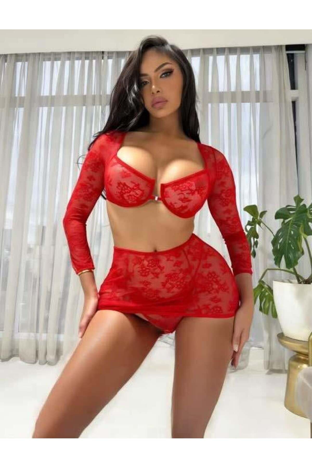 Mulvix Mulvxbrf Brf02 Kırmızı Transparan Etekli Bolero Takım (Mulvix)