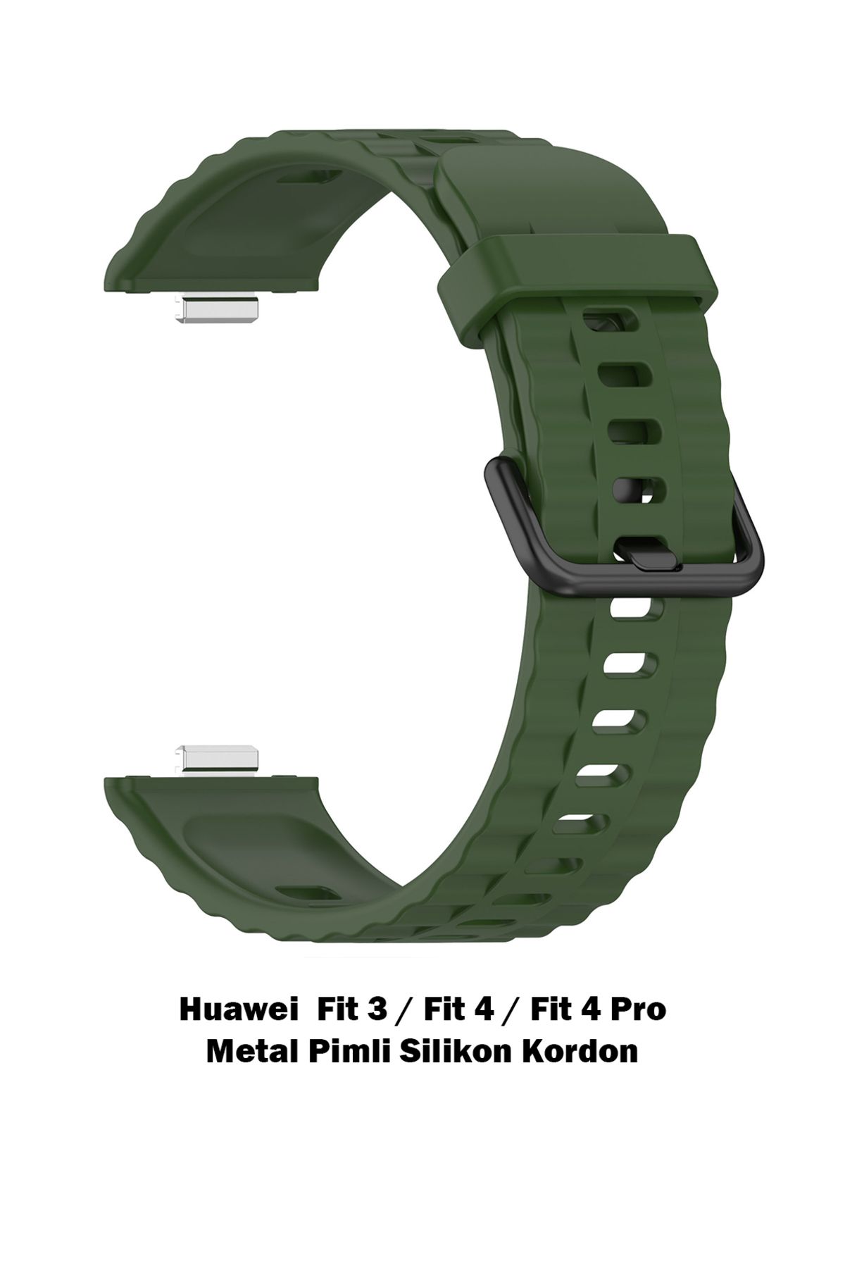 Novatis Huawei Fit 4 Pro /Fit4 / Fit3 Uyumlu Silikon Dalgalı Soft Metal Pim ve Tokalı Kayış