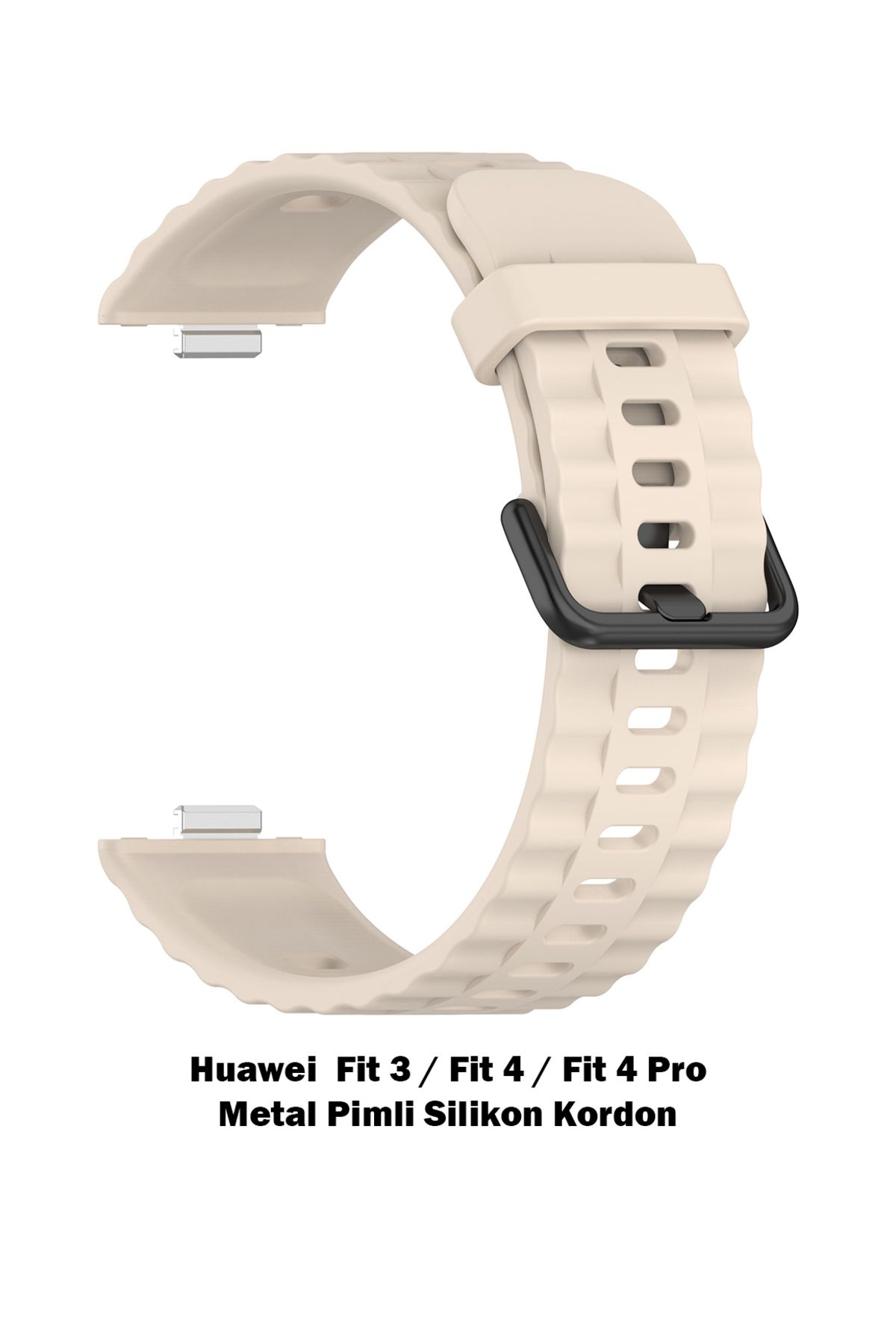 Novatis Huawei Fit 4 Pro /Fit4 / Fit3 Uyumlu Silikon Dalgalı Soft Metal Pim ve Tokalı Kayış