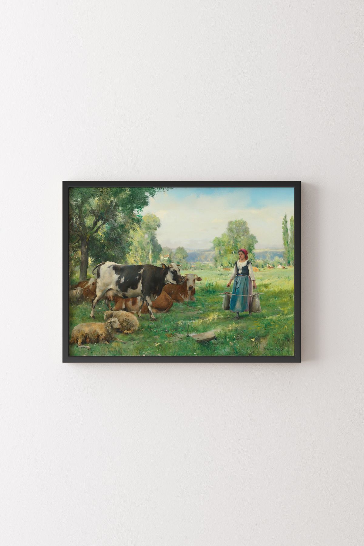 epiqart Çoban Kız ve Sürüsü - Siyah Çerçeve