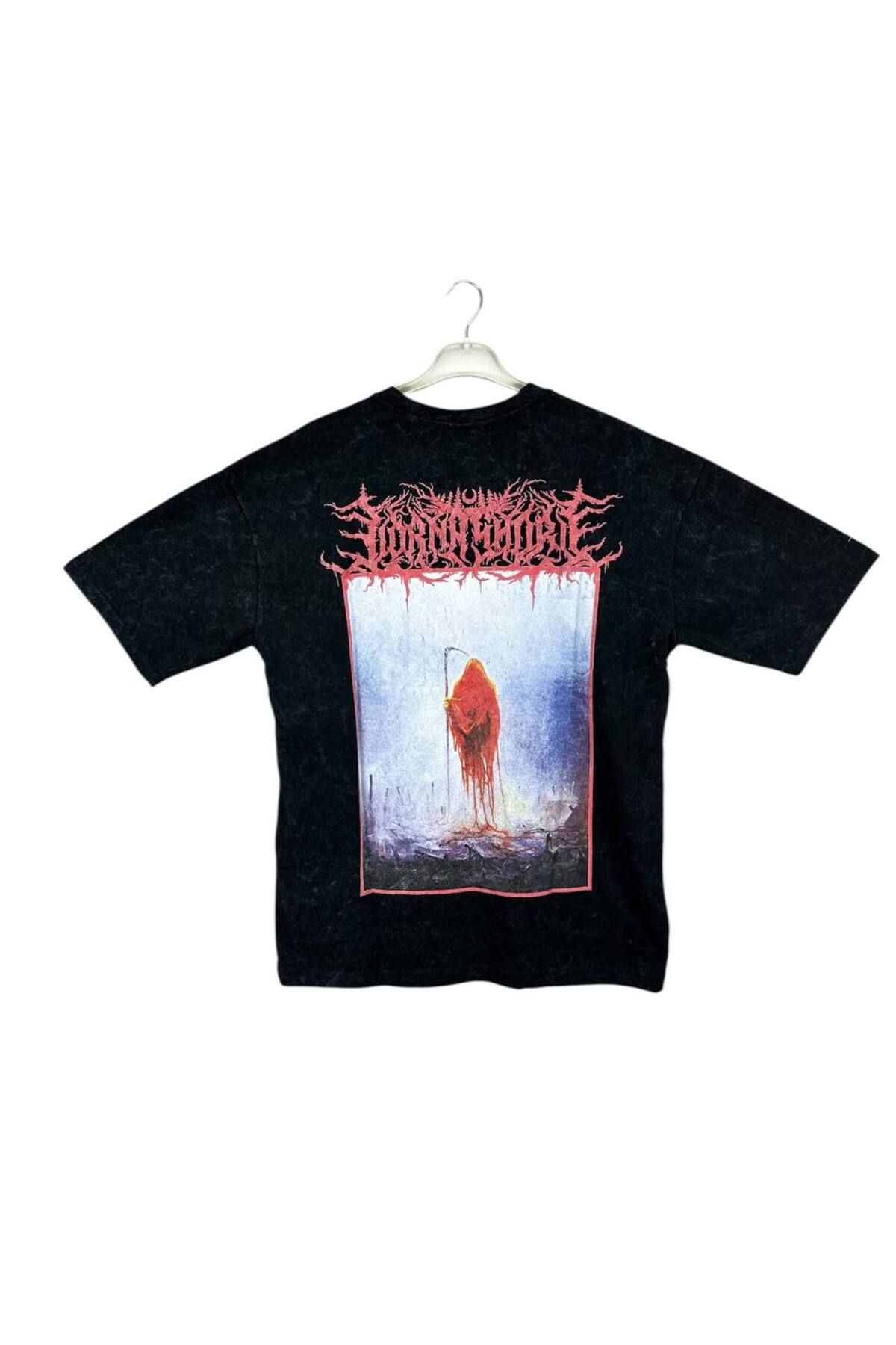 Lucky Boy Lorna Shore Crimson Death Yıkamalı T-Shirt