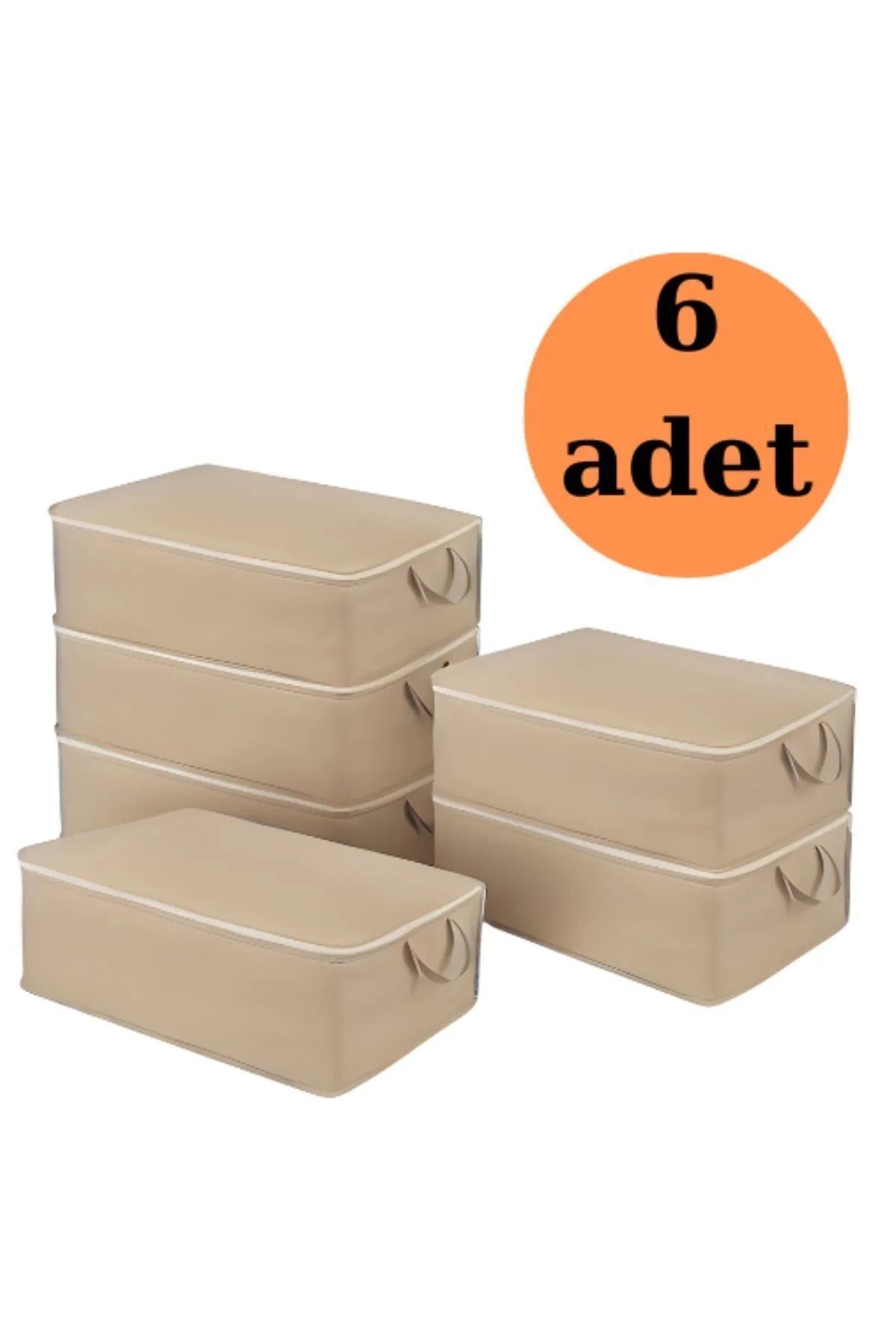 teknotrust 6 Adet Büyük Kahverengi Yatak Baza Altı Çok Amaçlı Hurç 64x45x22 cm