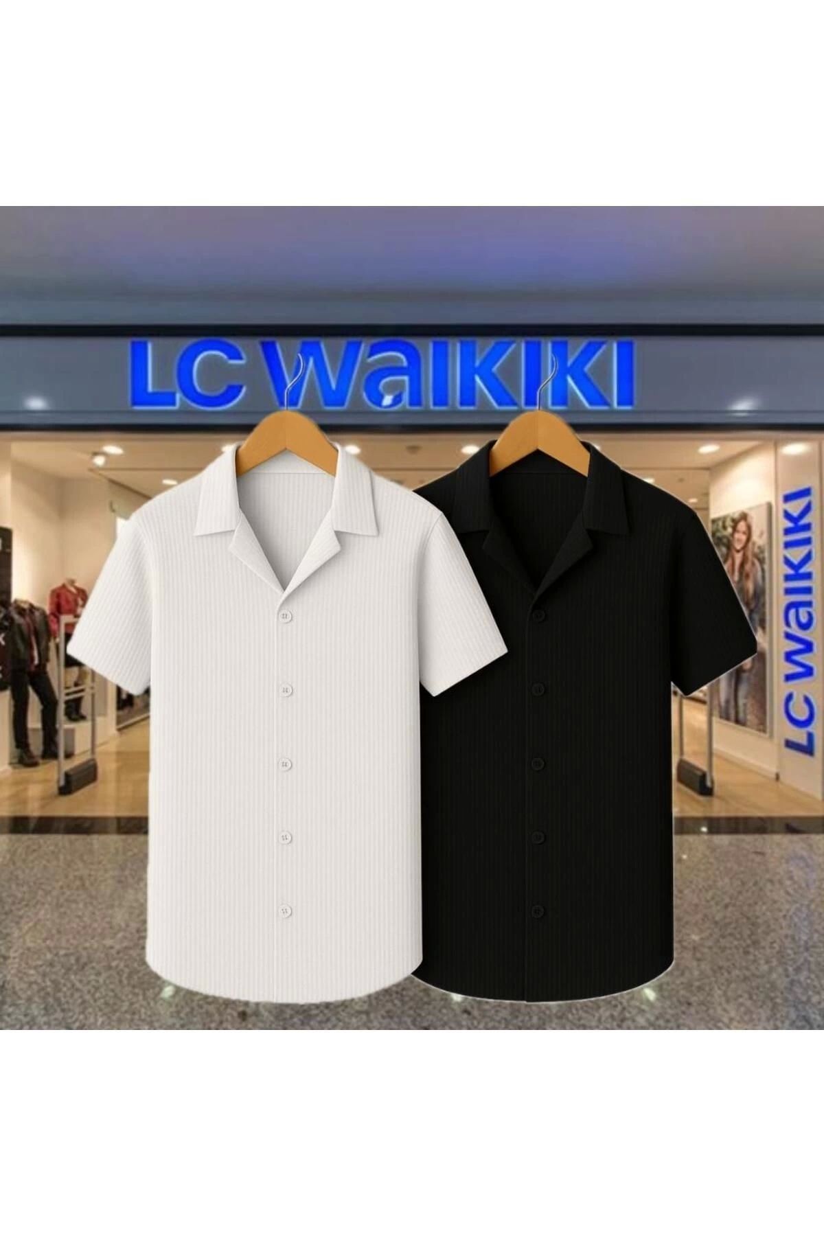 LC Waikiki LC WAIKI 2'li Avantaj %100 Pamuk Yeni Sezon Trend Kısa Kol Erkek Düğmeli Premium Gömlek