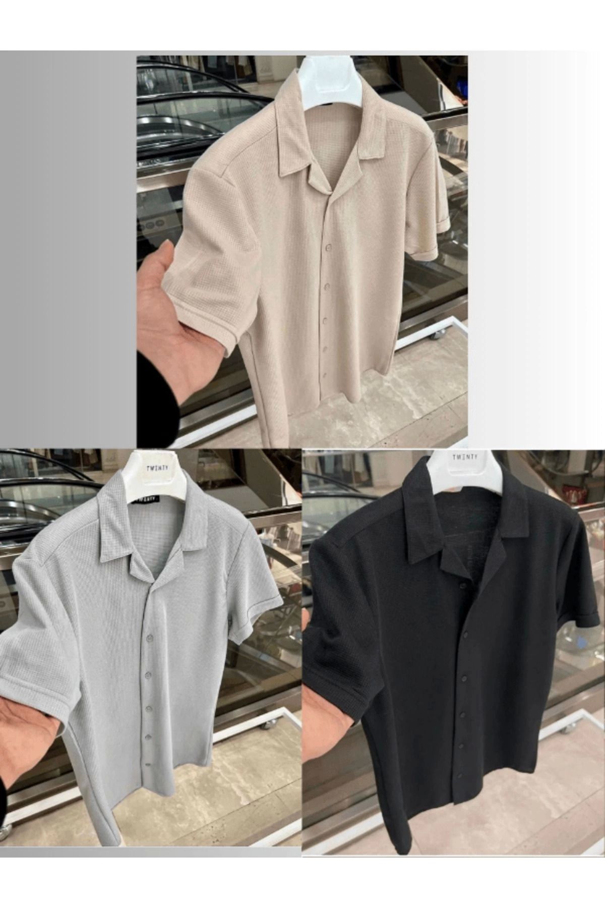 LC Waikiki LCW 3 lü Set Avantaj Paket %100 Pamuk Kısa Kol Düğmeli Premium Erkek Yazlık Gömlek