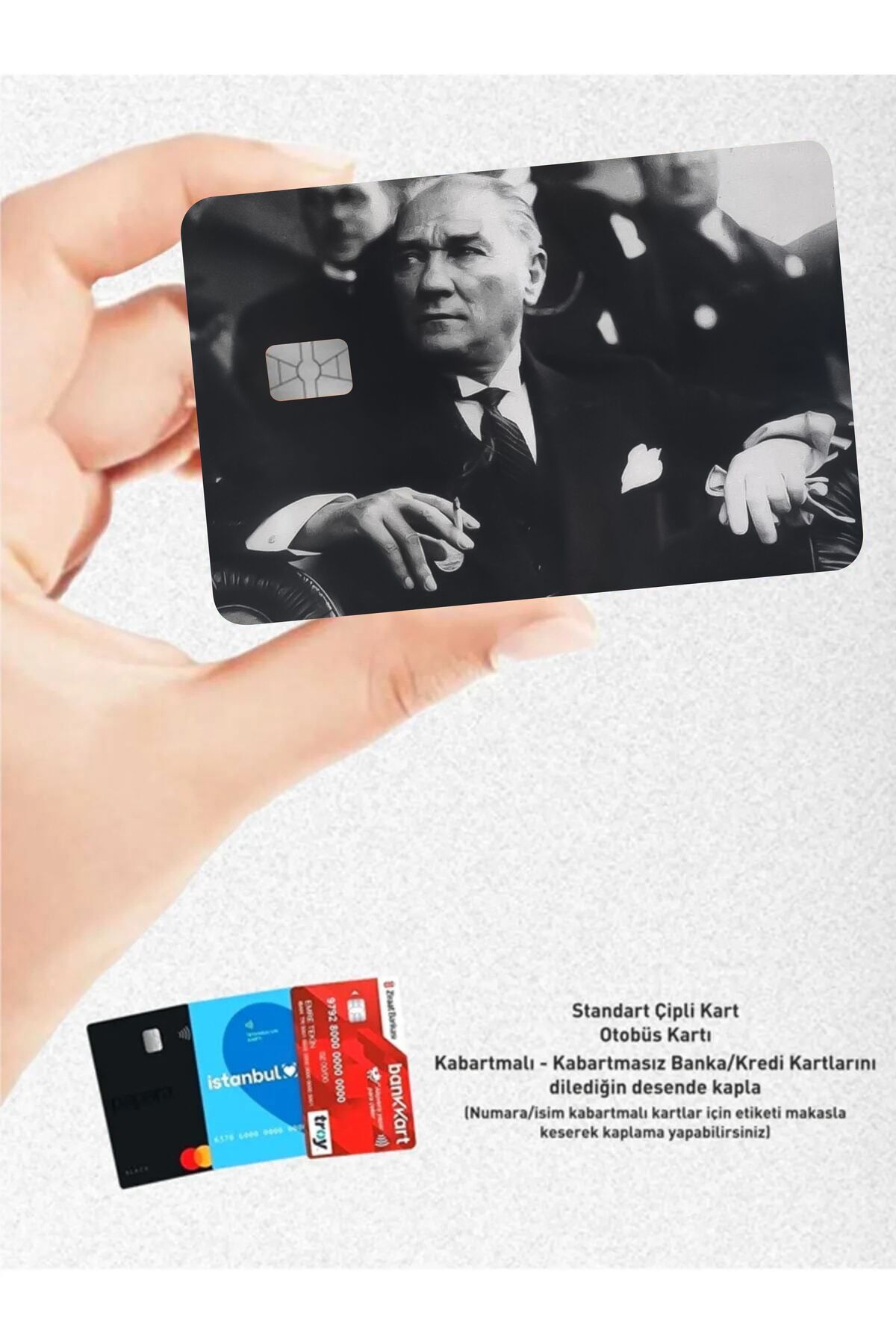 hediyenebak Mustafa Kemal Atatük - Papara, Tosla, Otobüs Kart Kaplama Stickeri Kredi Kartı Için