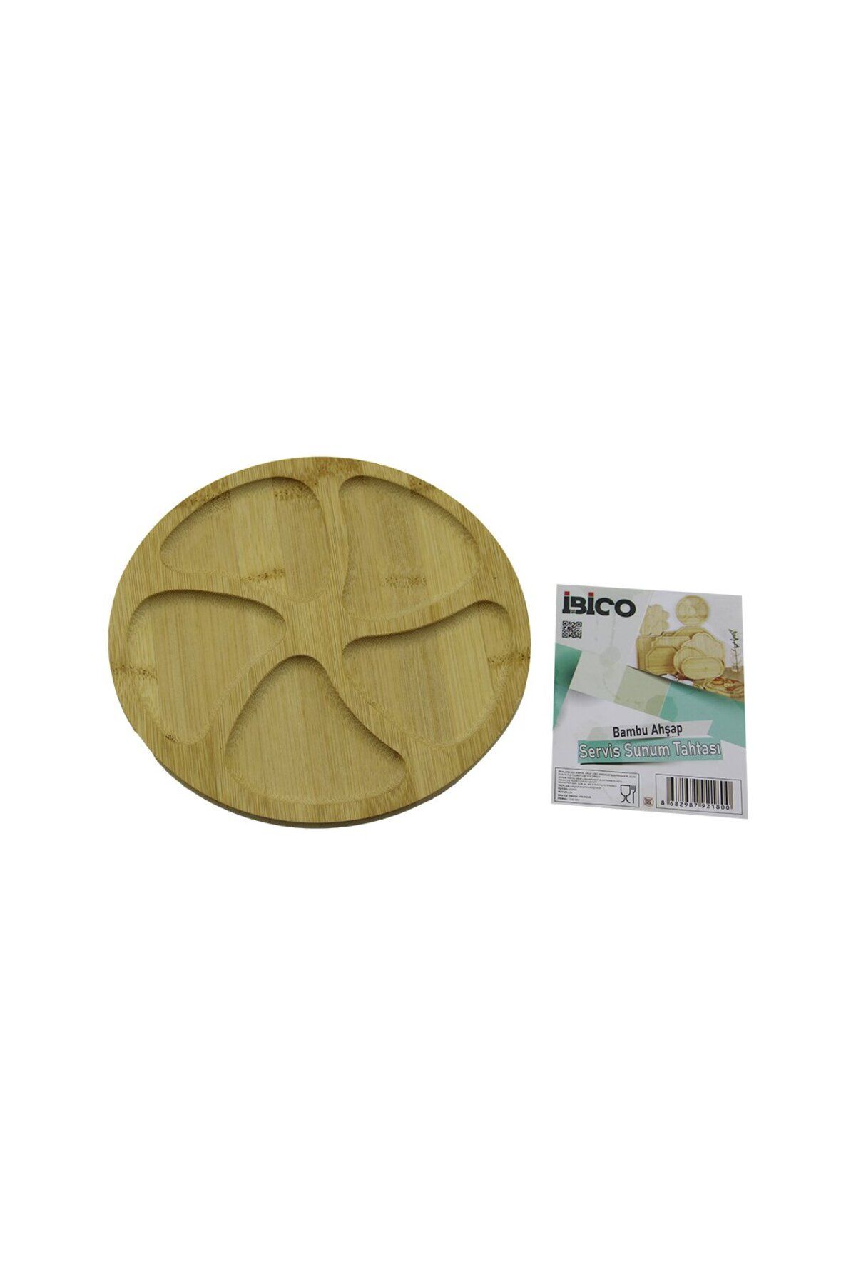 Findit YUVARLAK 5 BÖLMELİ AHŞAP BAMBU SERVİS SUNUM TEPSİ - TAHTASI 20 X 1.4CM (2818)