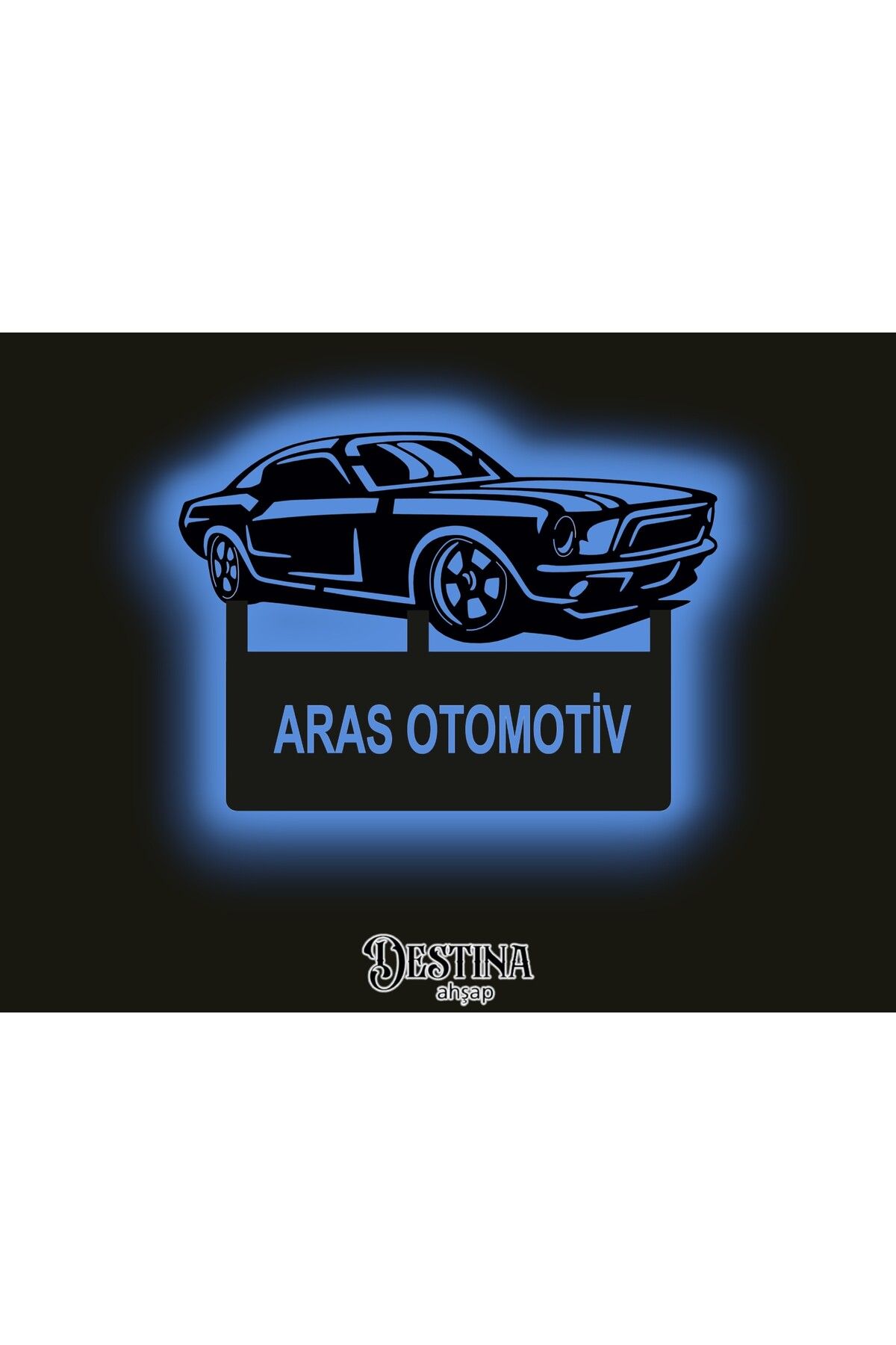 Destina Ahşap Mustang Temalı Led Tablo 70cm* 45cm