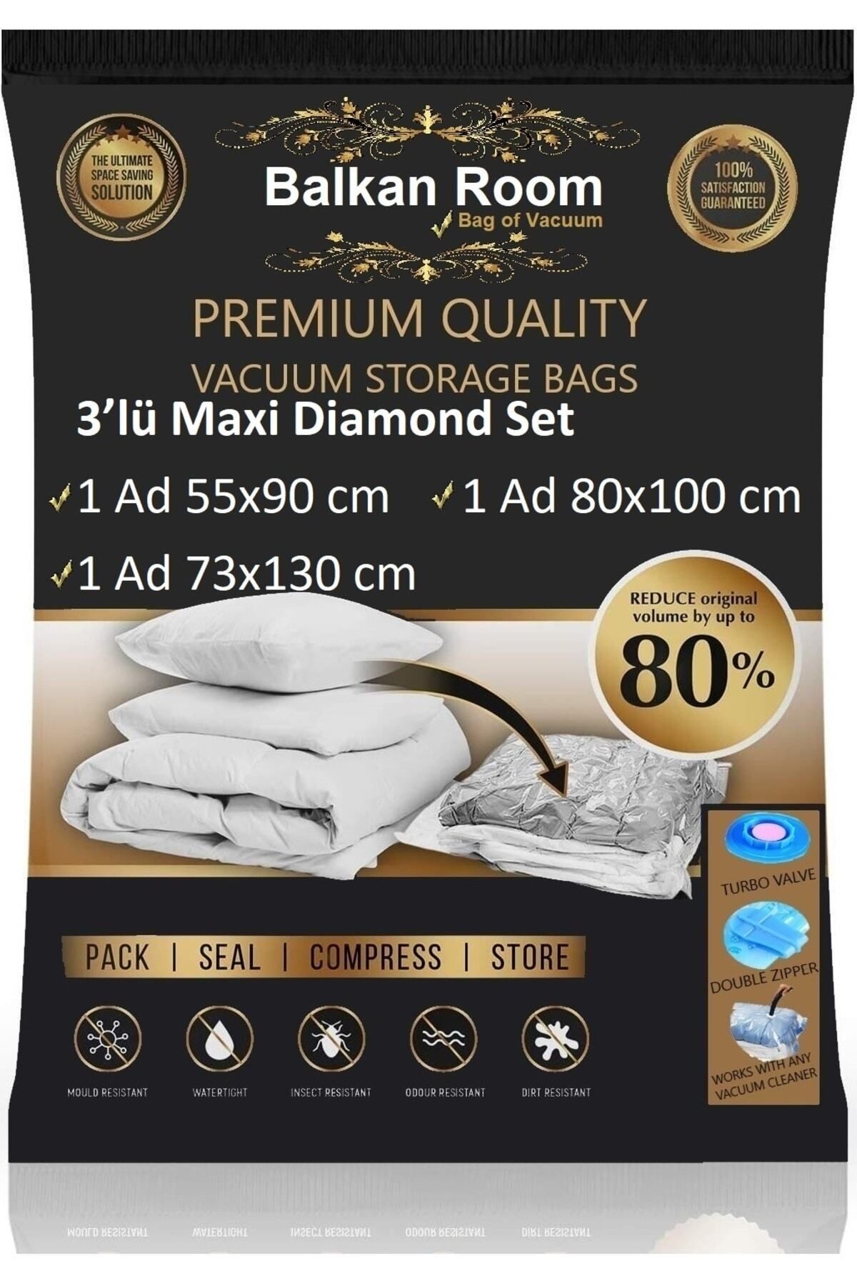 teknotrust 3’lü Maxi Diamond Vakum Hurcu Seti, Vakumlu Poşetlerle Pratik Saklama