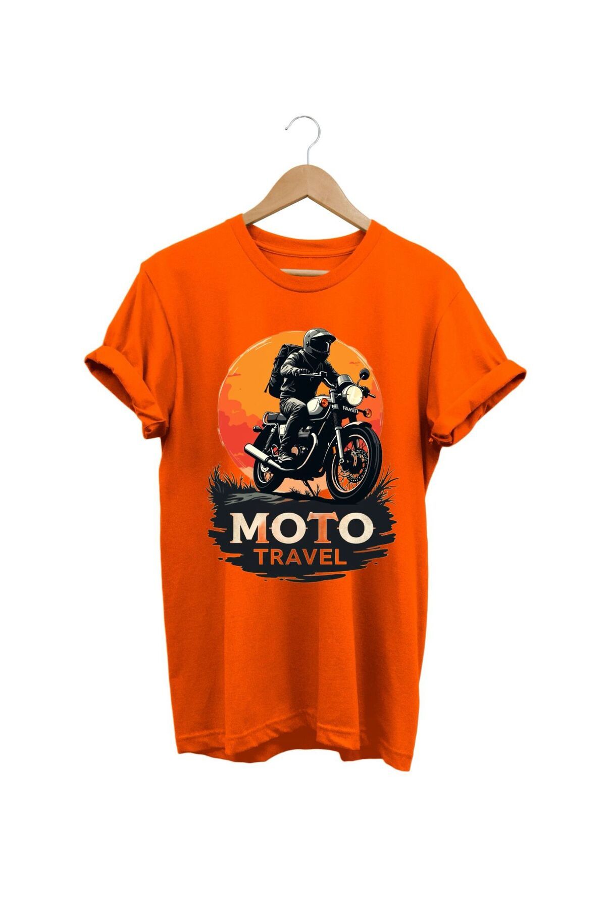 hobidünyam- Motocross, Moto Travel baskılı %100 pamuk Regular Fit T-shirt