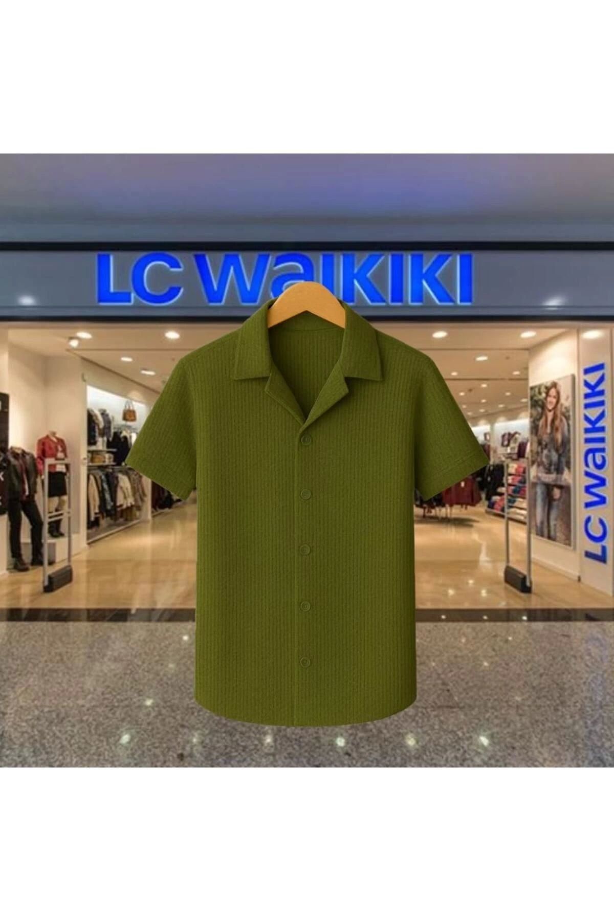LC Waikiki LC WAIKI %100 Pamuk Yeni Sezon Trend Kısa Kol Erkek Düğmeli Premium Gömlek