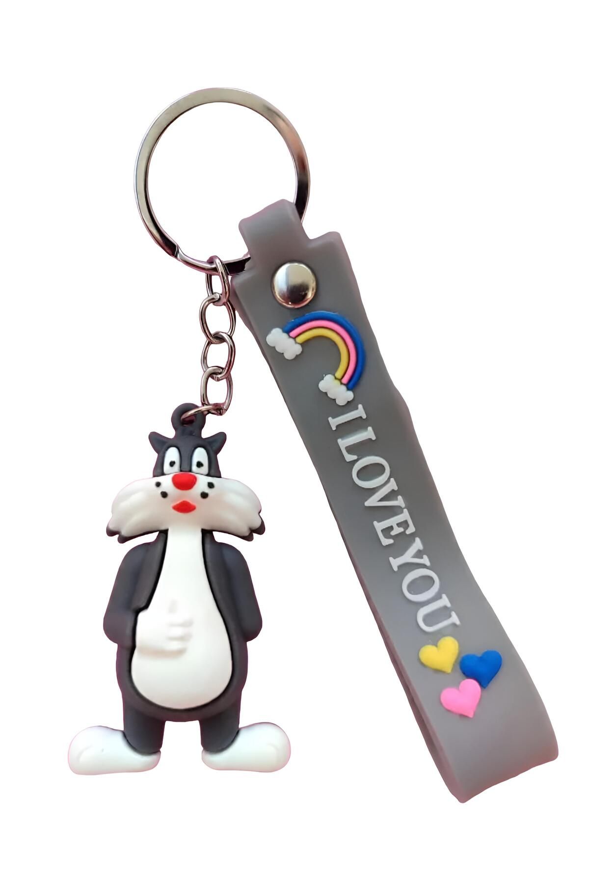 Wolawood Özel 3D Çizgi Film Karakterli Anahtarlık Sevimli Maskot Figürlü Çanta Süsü Şirin Hediyelik Aksesuar