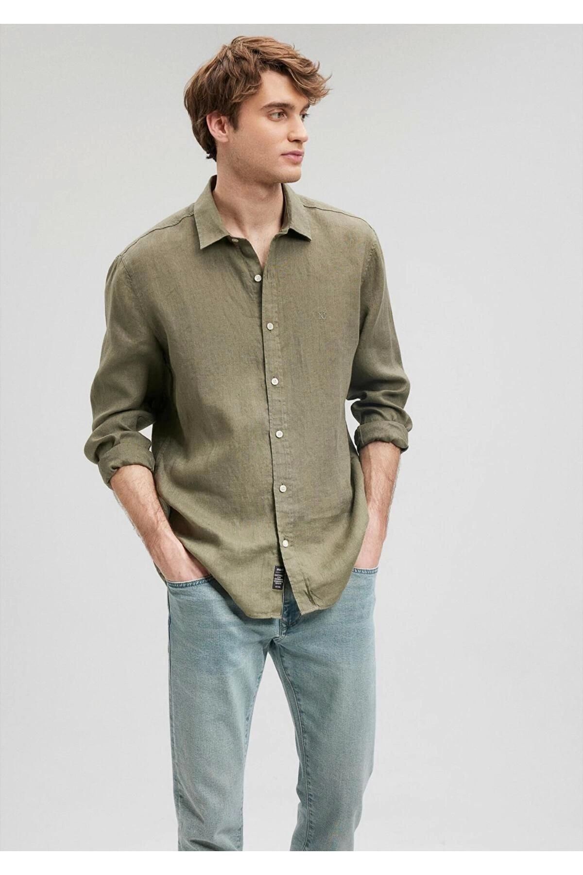 Store %100 Cotton Keten Premium Erkek Oversize Geniş Kalıp Gömlek