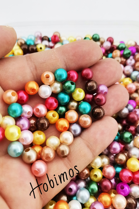Hobimos 100 Adet 8 mm Karışık Renkli İnci Boncuk - Takı, Aksesuar Yapım Boncuğu