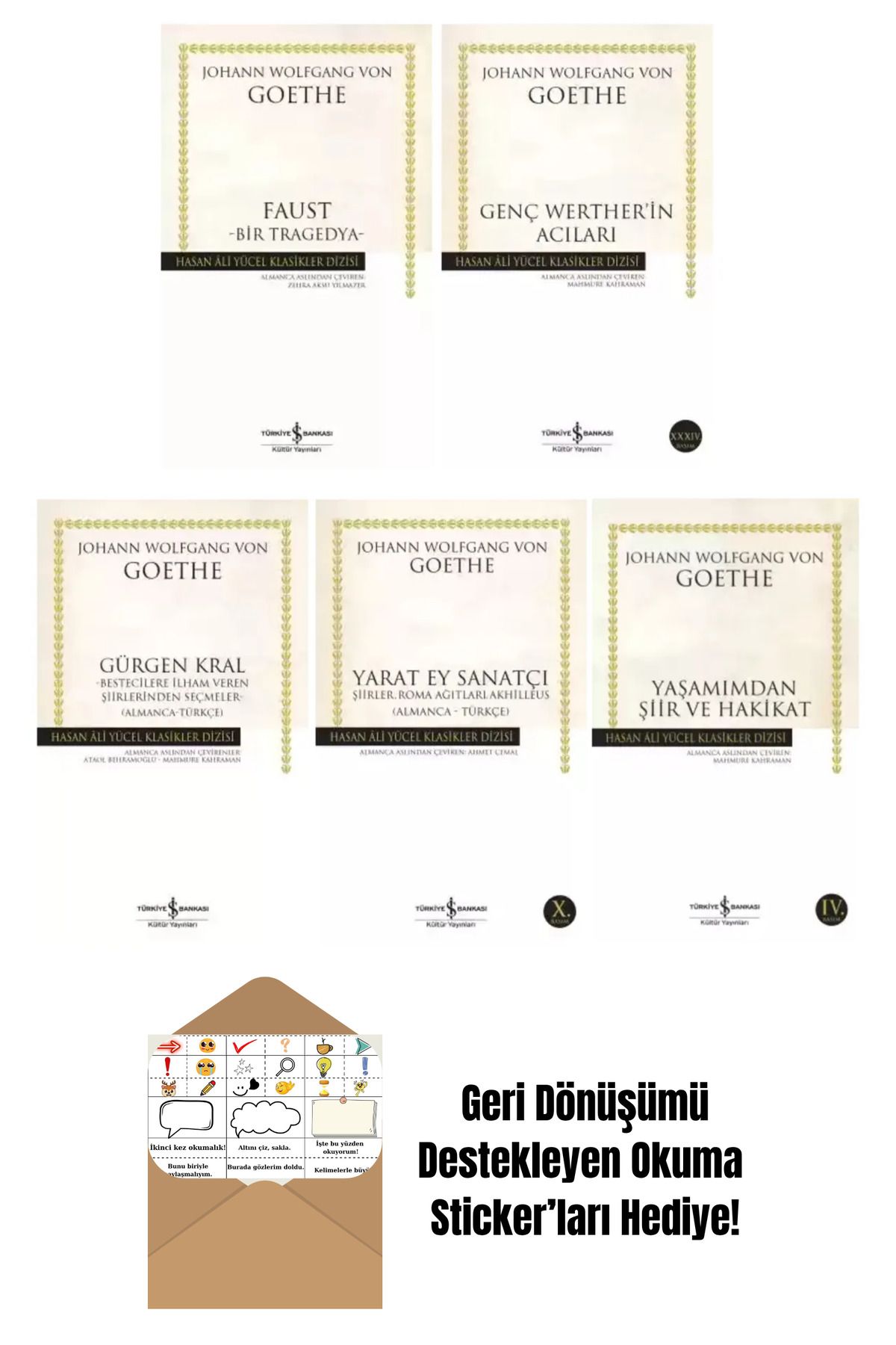 TÜRKİYE İŞ BANKASI KÜLTÜR YAYINLARI Goethe 5 Kitap Set + Okuma Sticker'ları