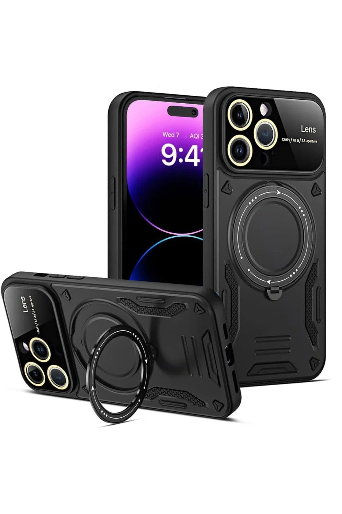 nerede bulurum Newface iPhone 15 Pro Kılıf Joy Lens Standlı Kapak - Siyah