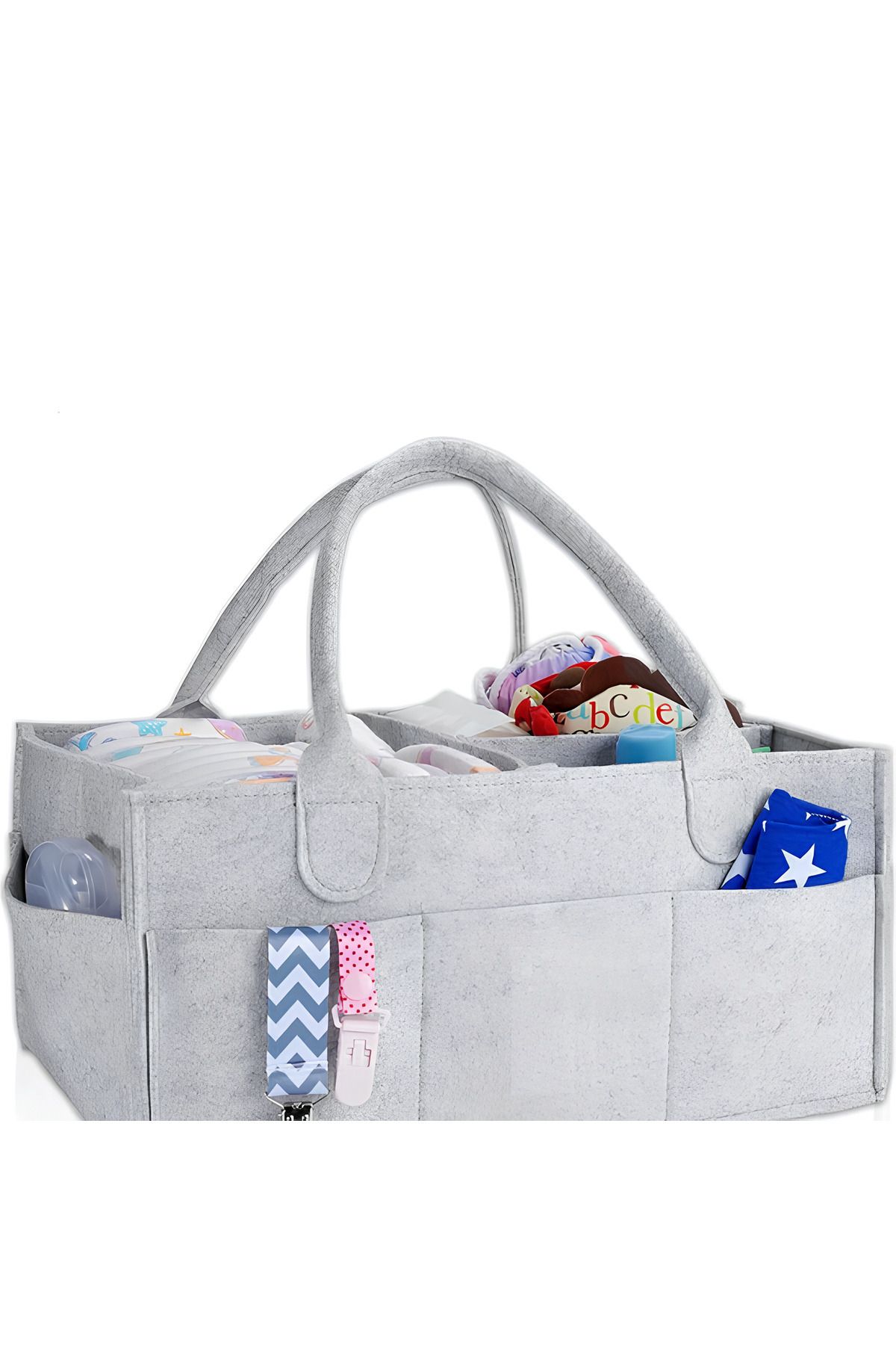AboutThePerfect Gri Keçe Çok Amaçlı Organizer, 23 cm, Sıkma Yok, 30°C'de Yıkanabilir