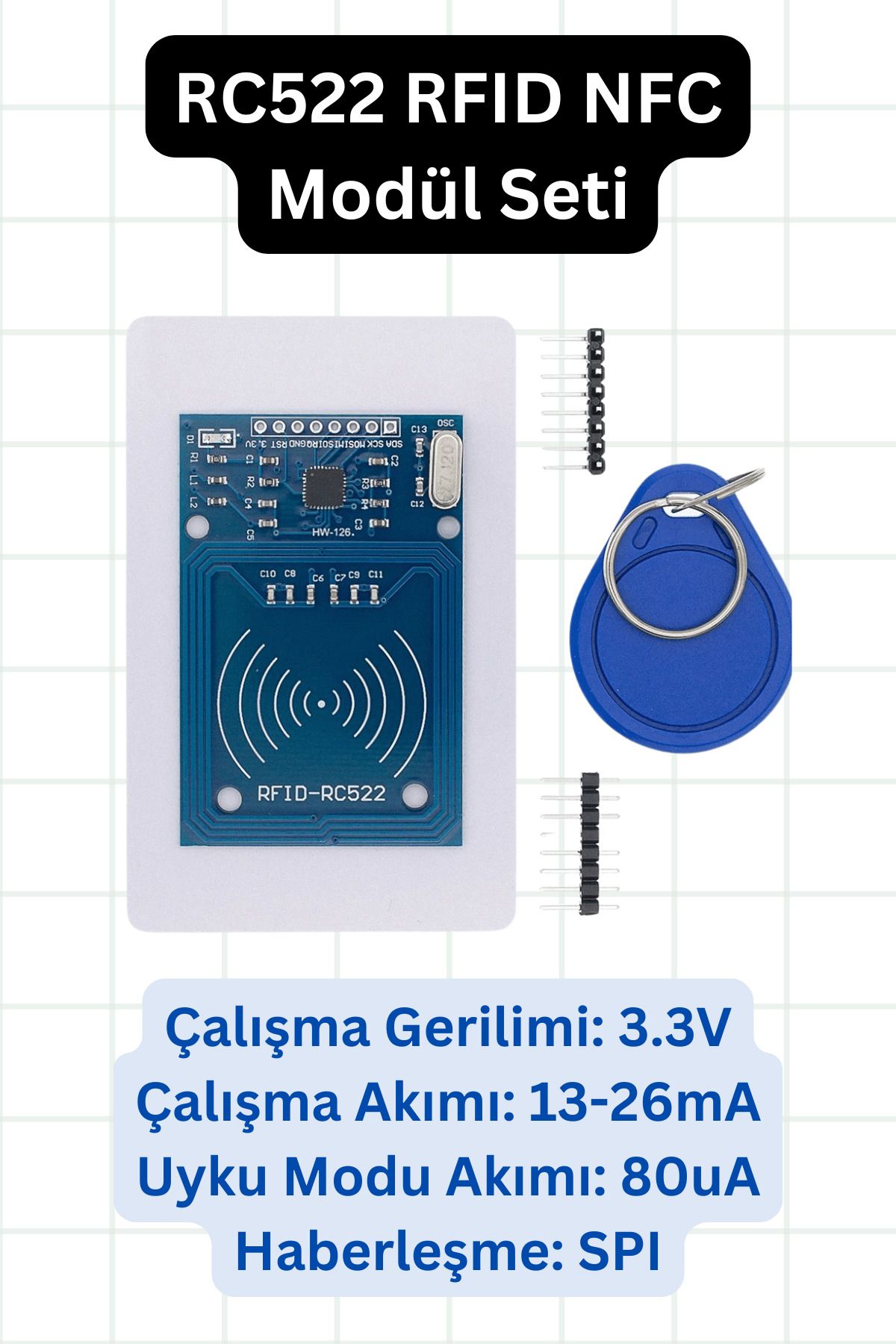 elektrik RC522 RFID NFC Modül Seti – 13.56 MHz
