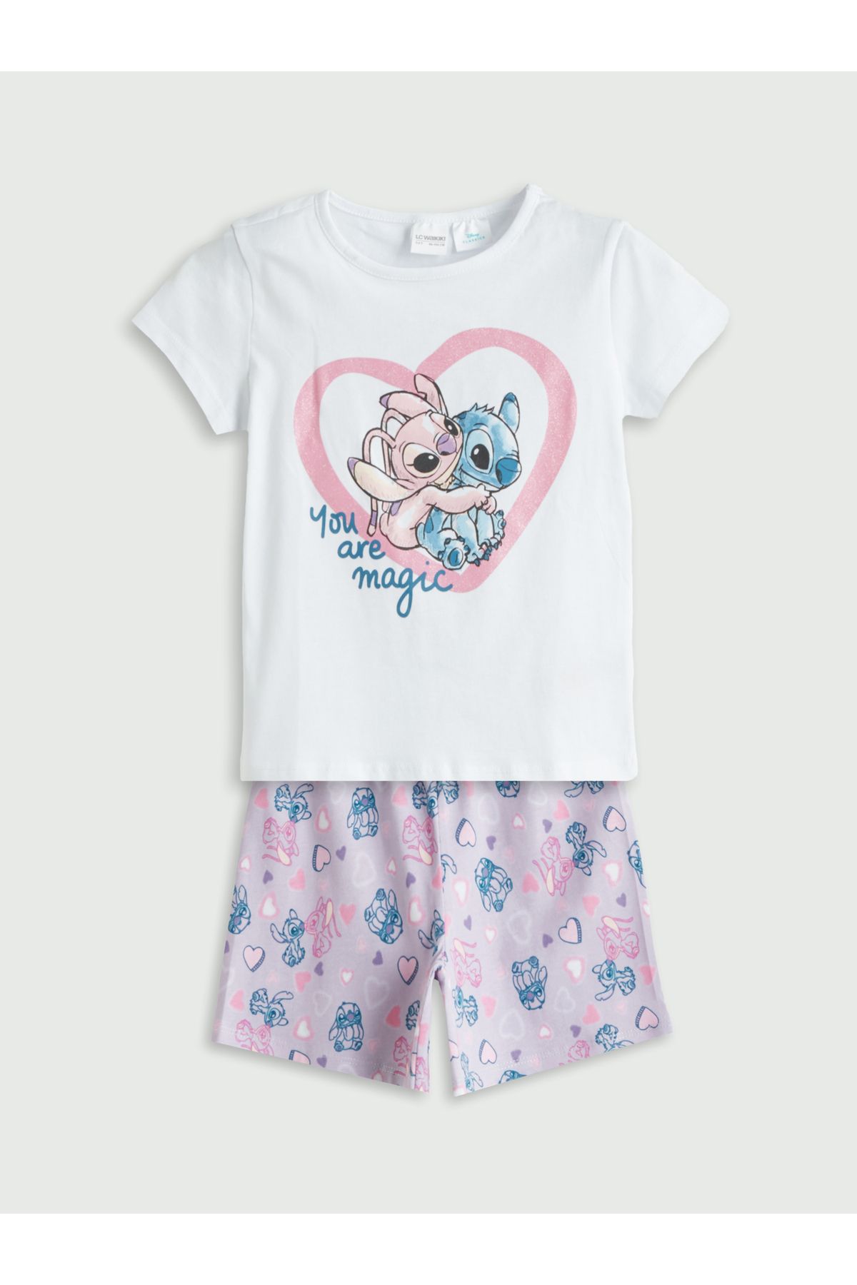 LC Waikiki Lilo & Stitch Baskılı Kız Çocuk Tişört ve Şort 2'li