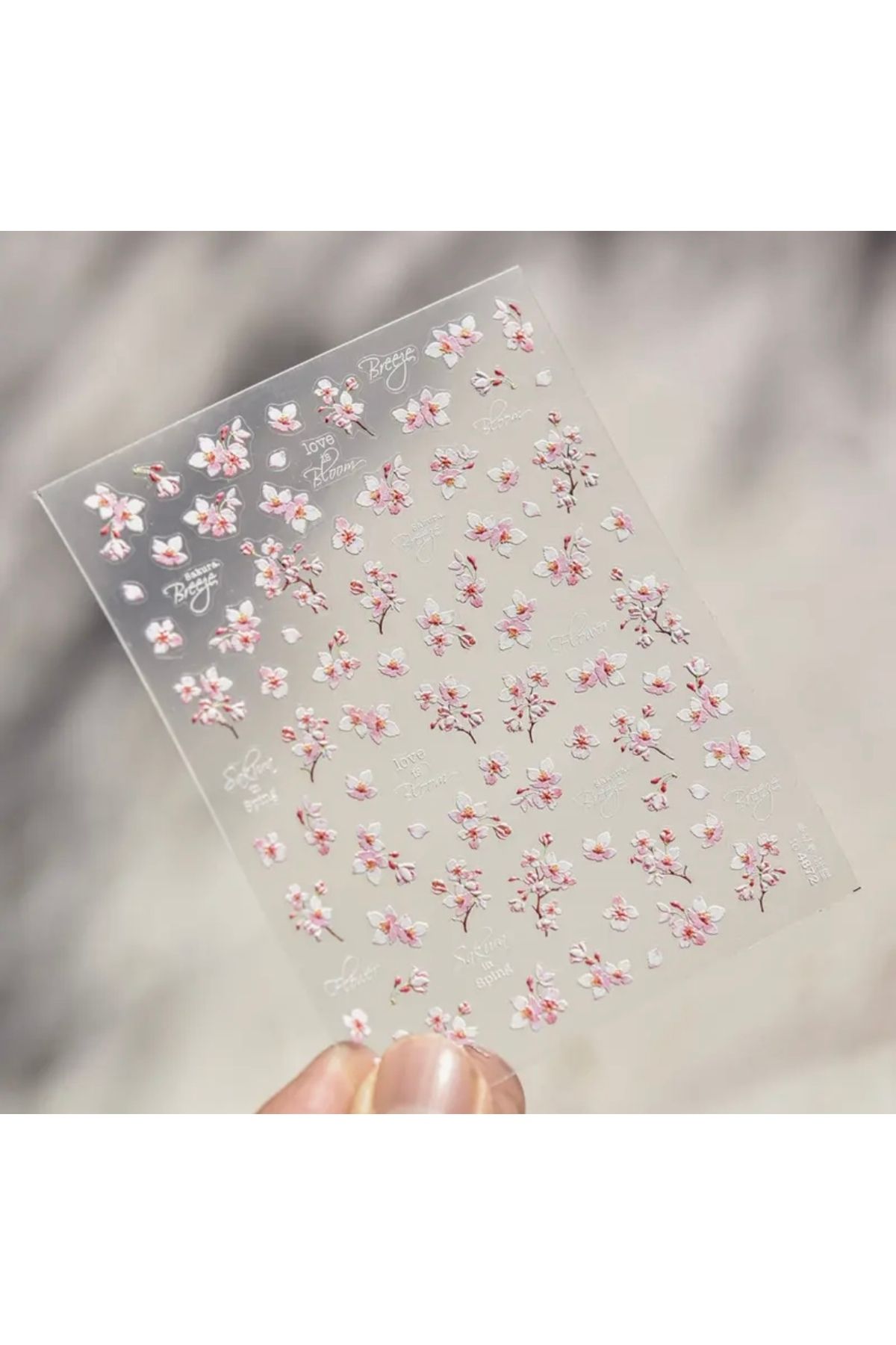 AEÇTASARIM 5D Kabartmalı Kiraz Çiçeği Tırnak Süsleme Stickerı, Nail Art Süslemeleri