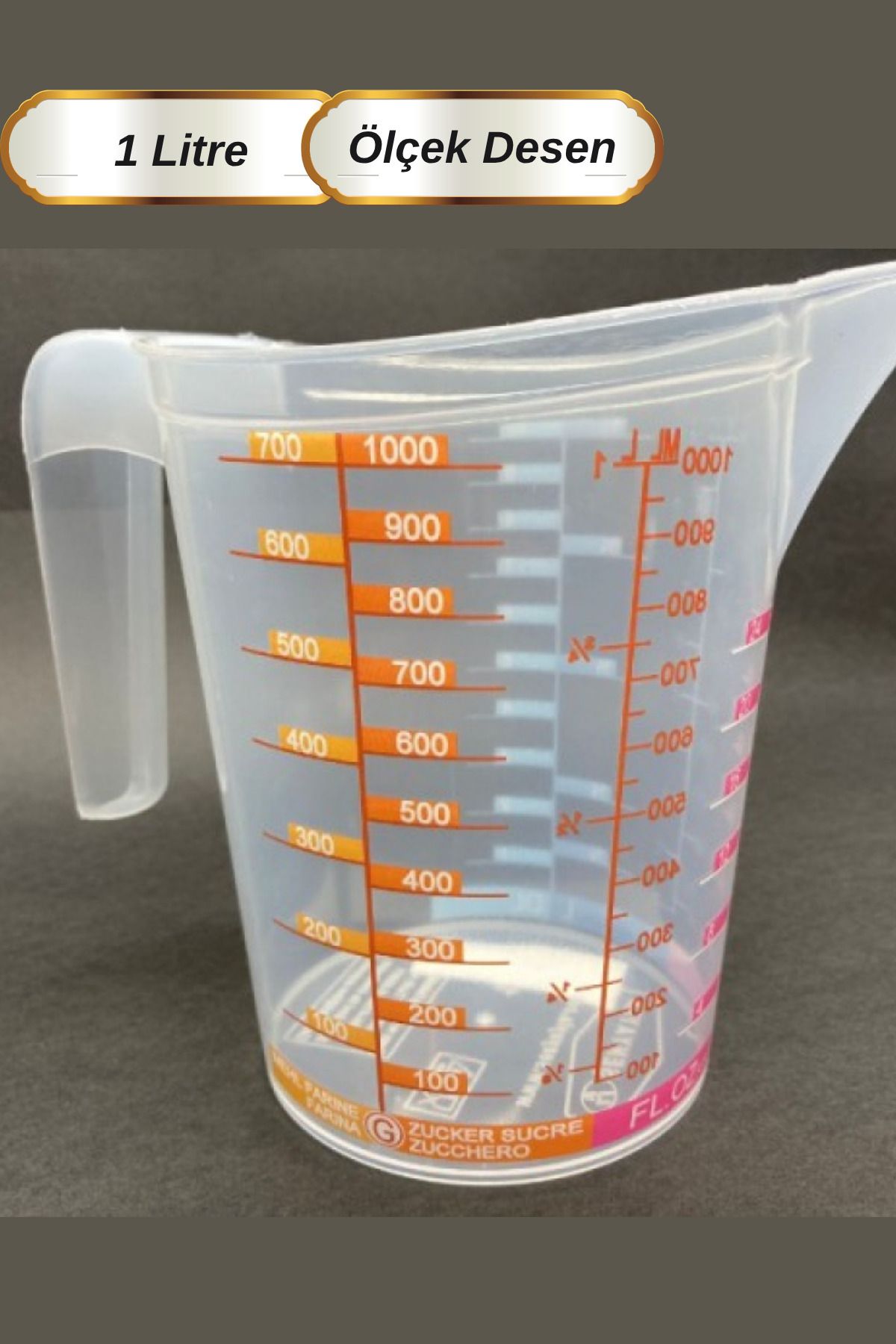 Hane Dostu 1 litre Dekoratif Tasarım Özel Ölçü Kabı