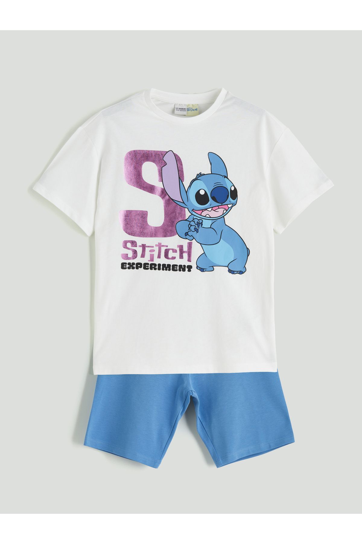 LC Waikiki Bisiklet Yaka Stitch Baskılı Kız Çocuk Tişört ve Tayt