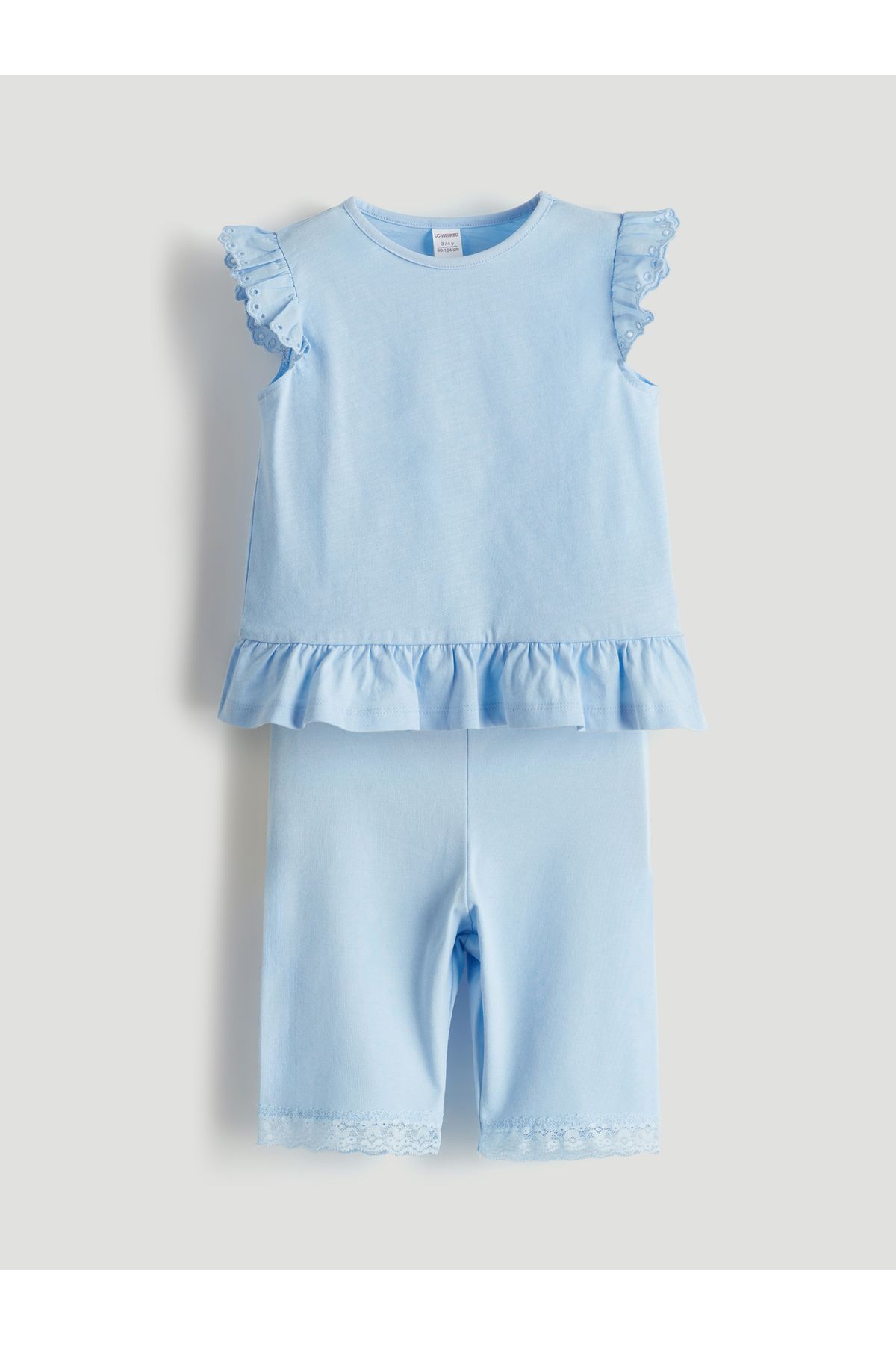 LC Waikiki Bisiklet Yaka Basic Kız Çocuk Bluz ve Tayt 2'li