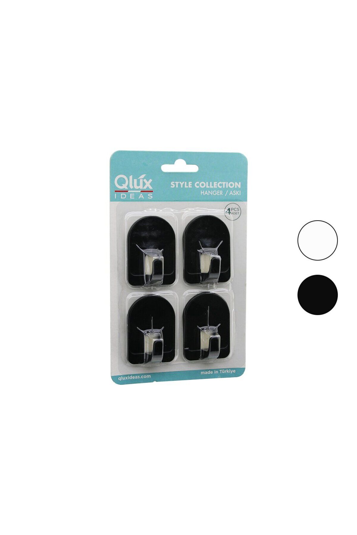 Go İthalat QLUX L-00950 4PCS DOME ASKI NO-2 KUBBELİ - SİYAH - BEYAZ - PLASTİK ASKI YAPIŞKANLI MONTAJ (4401)