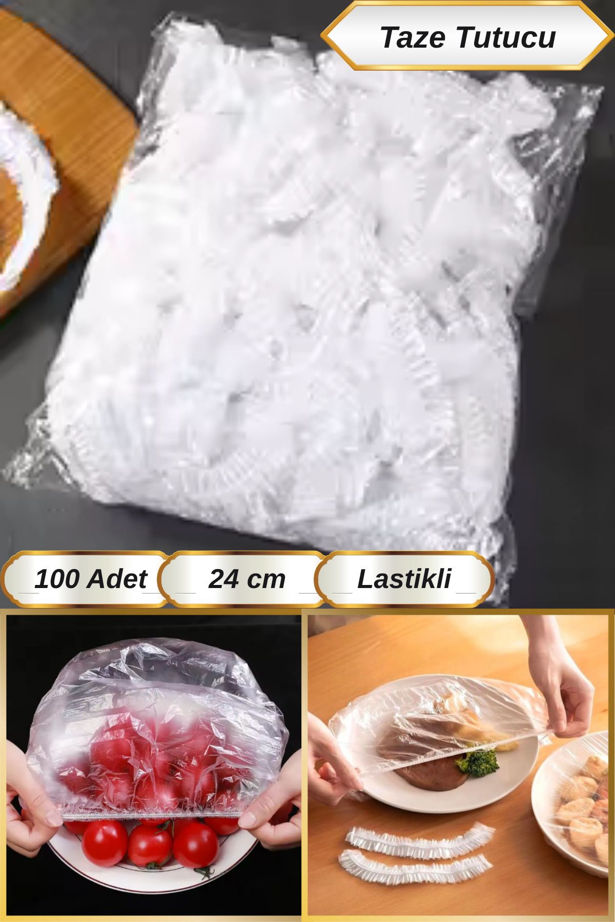 Hane Dostu 100 Adet 24 Cm Tencere Tabak Yemek Bonesi | Taze Tutucu Gıda Bonesi
