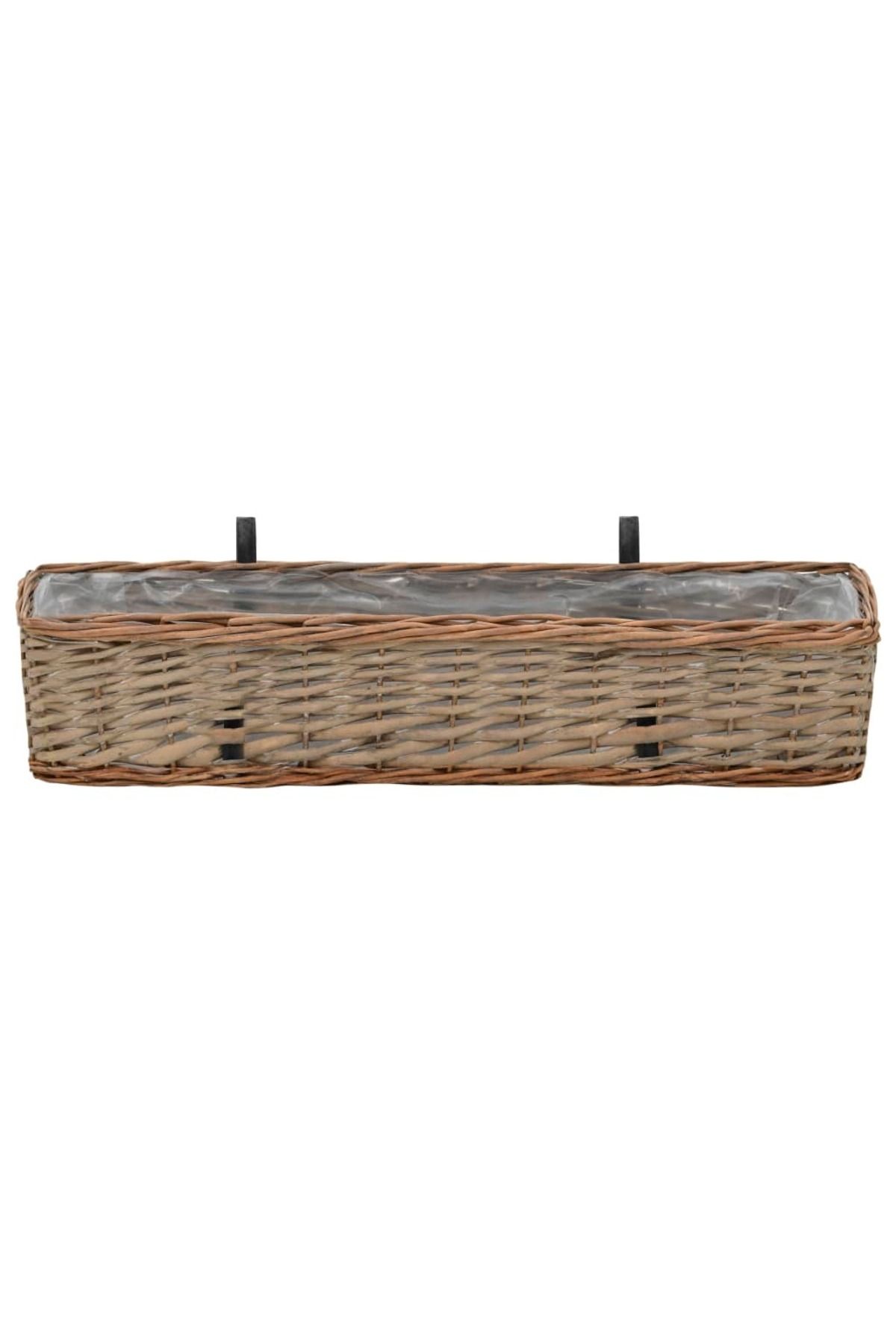 vidaxl-Balcony Planter 2 pcs Wicker with PE Lining 80 cm 2