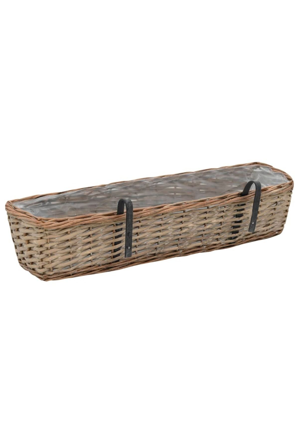 vidaxl-Balcony Planter 2 pcs Wicker with PE Lining 80 cm 4
