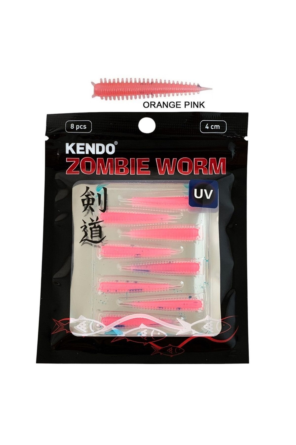 Kendo Zombie Worm Lrf Silikonu 4cm (8'li Paket) Yaban Mersini Kokulu İğnesiz Orange Pink