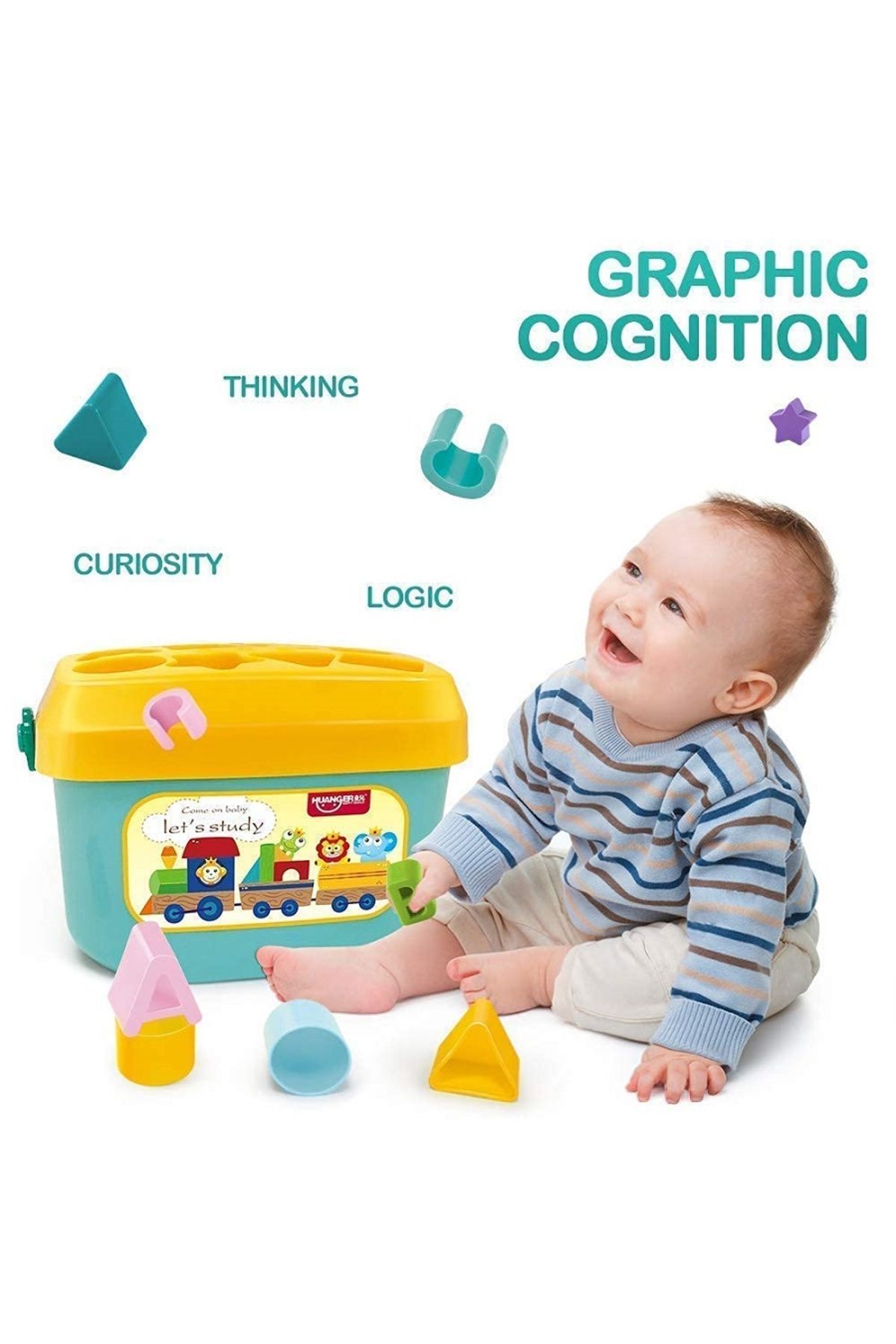 rexa-Baby's First Blocks Shape Sorter Toy ABC and Shape Pieces Sorting with Storage box 3