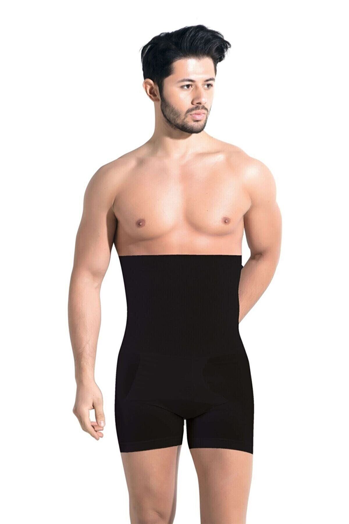 AboutThePerfect Yüksek Bel Erkek Boxer Korse, Dikişsiz, Siyah, Rahat ve Şık Tasarım