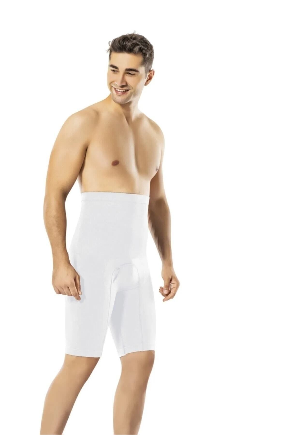 AboutThePerfect 2'li Beden Küçültücü Seamless Erkek Korse, Beyaz, Dikişsiz, Mideli