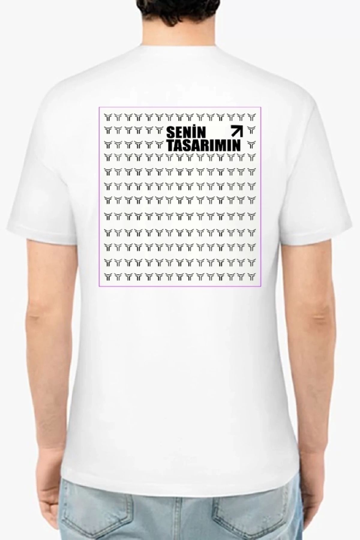 Butik 24/1 Düz Ön Arka Sizin Tasarımınız Oversize T-shirt - Beyaz