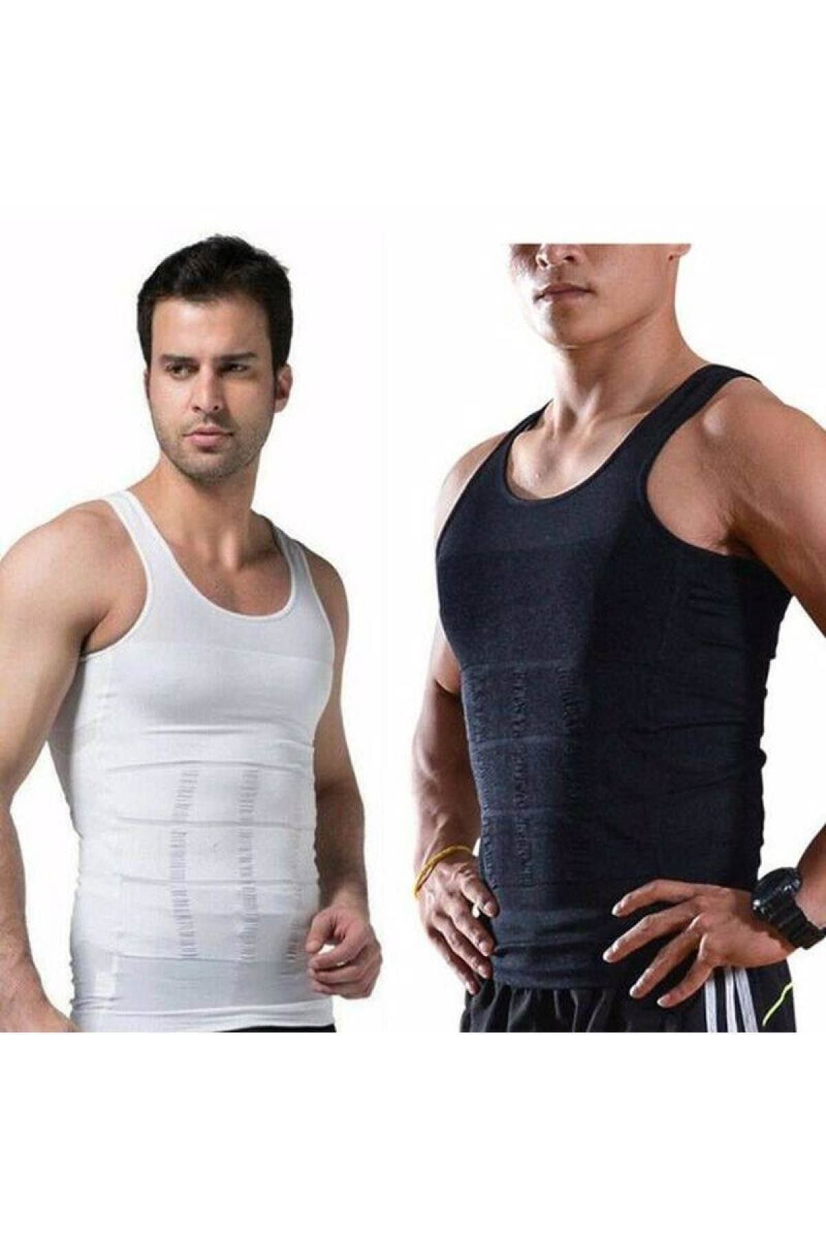 AboutThePerfect Şık ve rahat erkek korse atlet seti, siyah ve beyaz renk seçenekleriyle 2'li paket