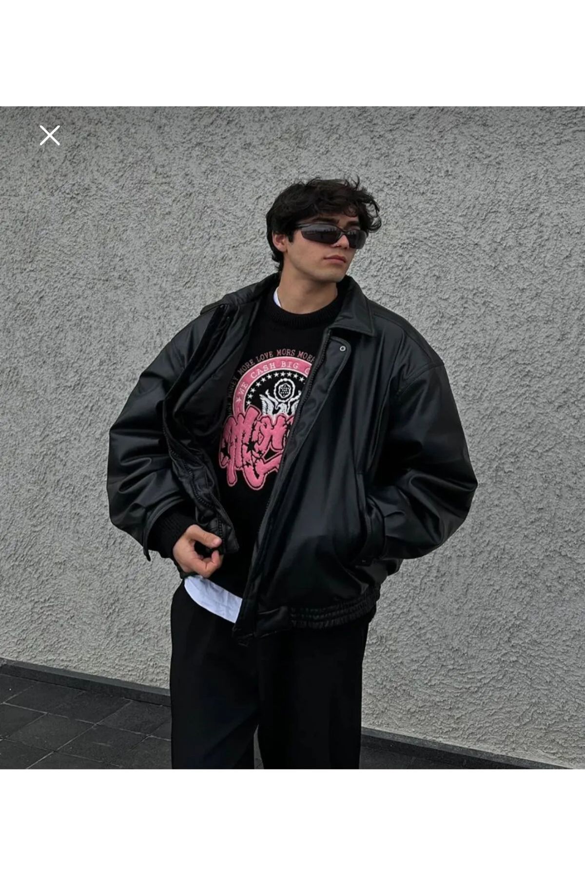 Renvo butik Erkek Oversize Deri Ceket Astarlı - Sokak Modası