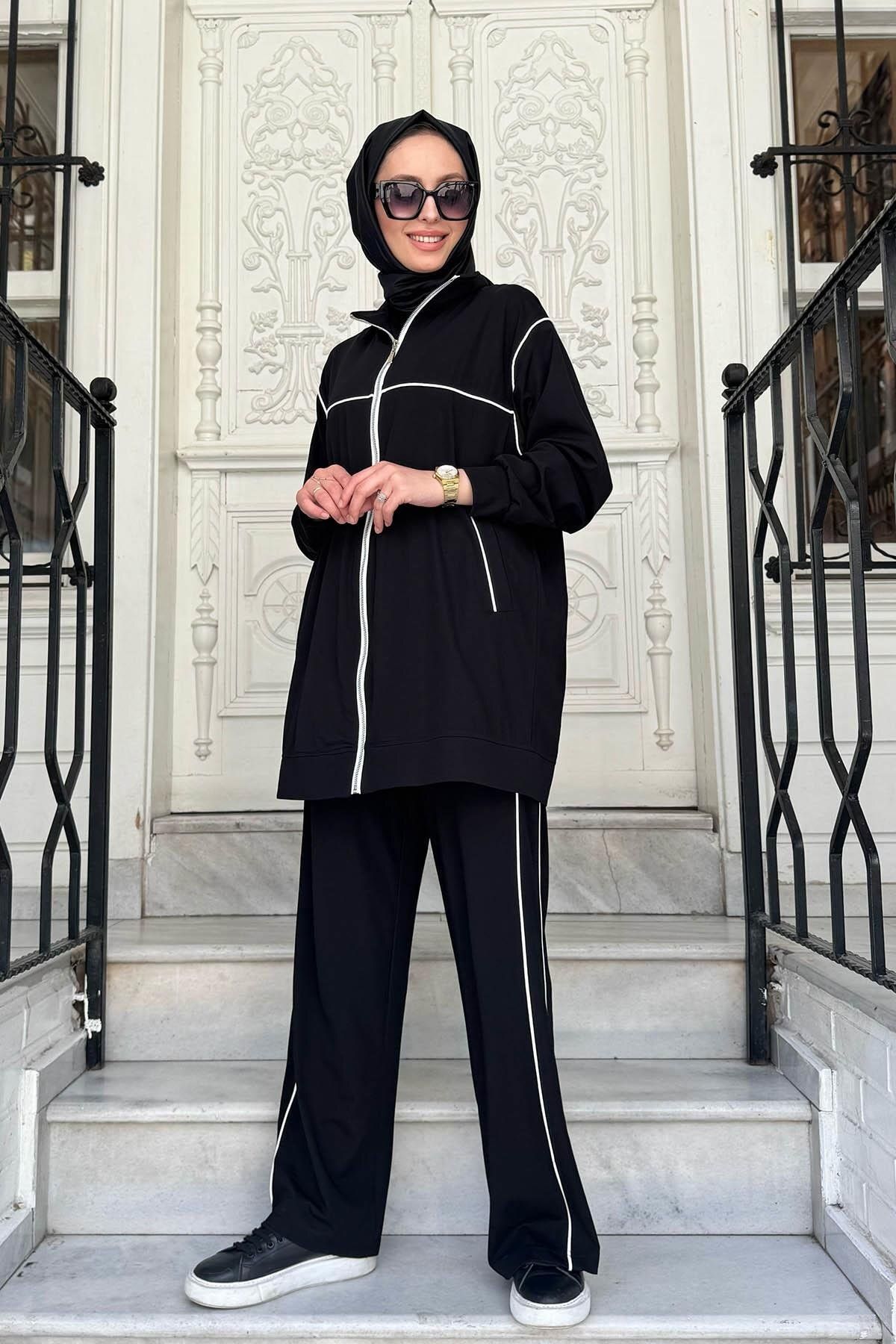 Nurcan Çetin Bambu Pantolonlu Takım 25423 Siyah