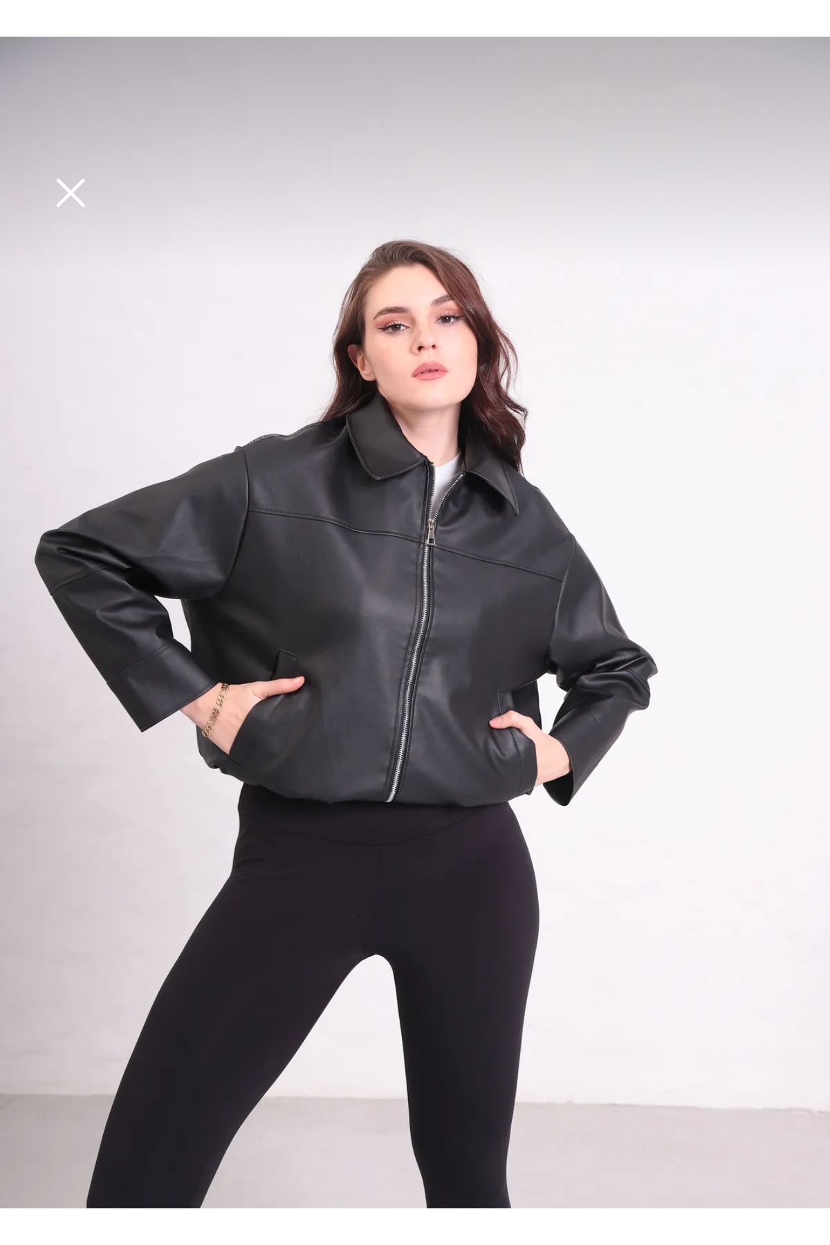 Renvo butik Kadın Oversize Deri Ceket - Rahat Kalıp, Şık Stil