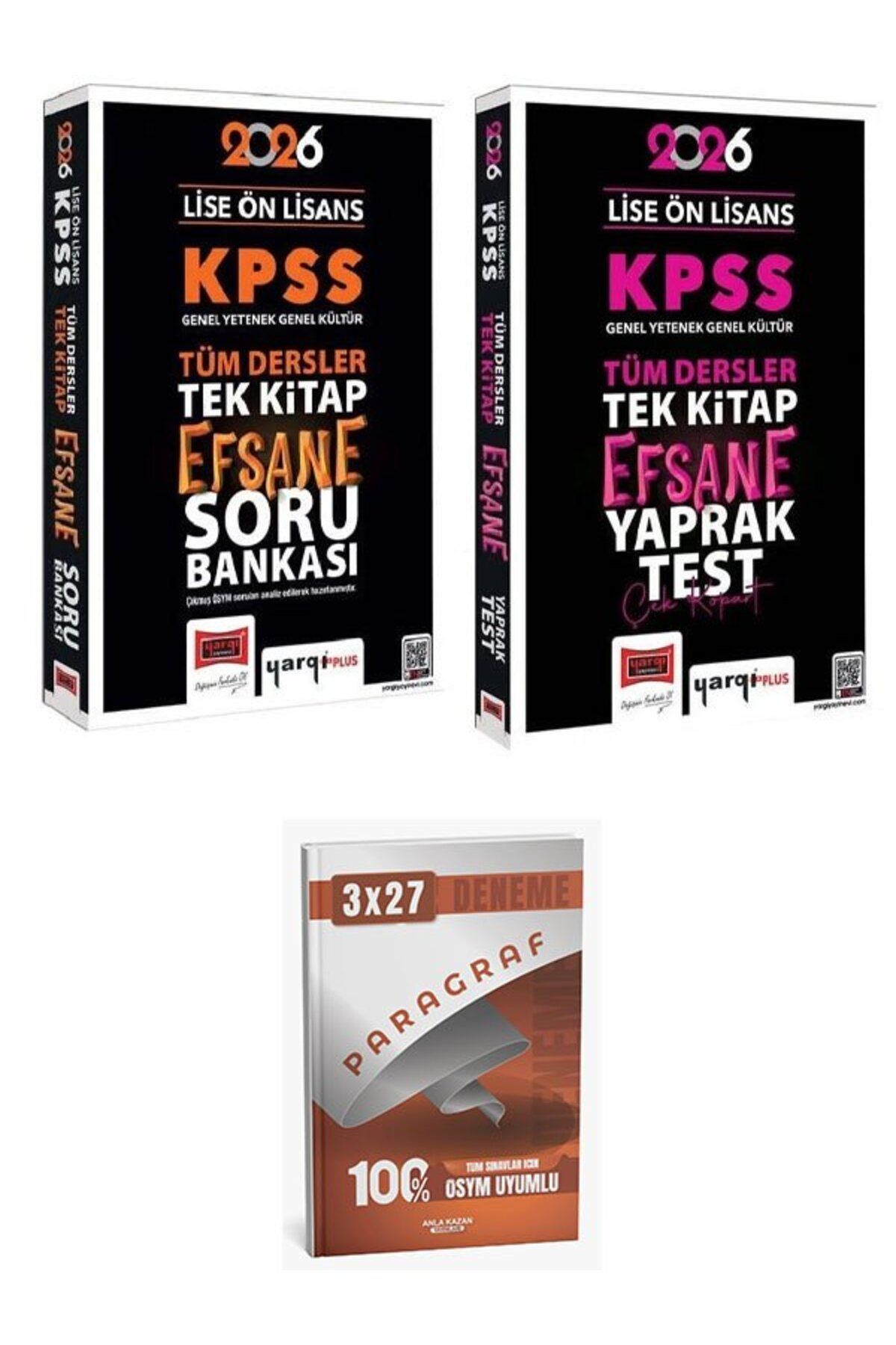 Anla Kazan Yayınları Yargı 2026 KPSS Lise Ön Lisans Efsane Soru Bankası + Yaprak Test 2 li Set+AnlaKazan Paragraf