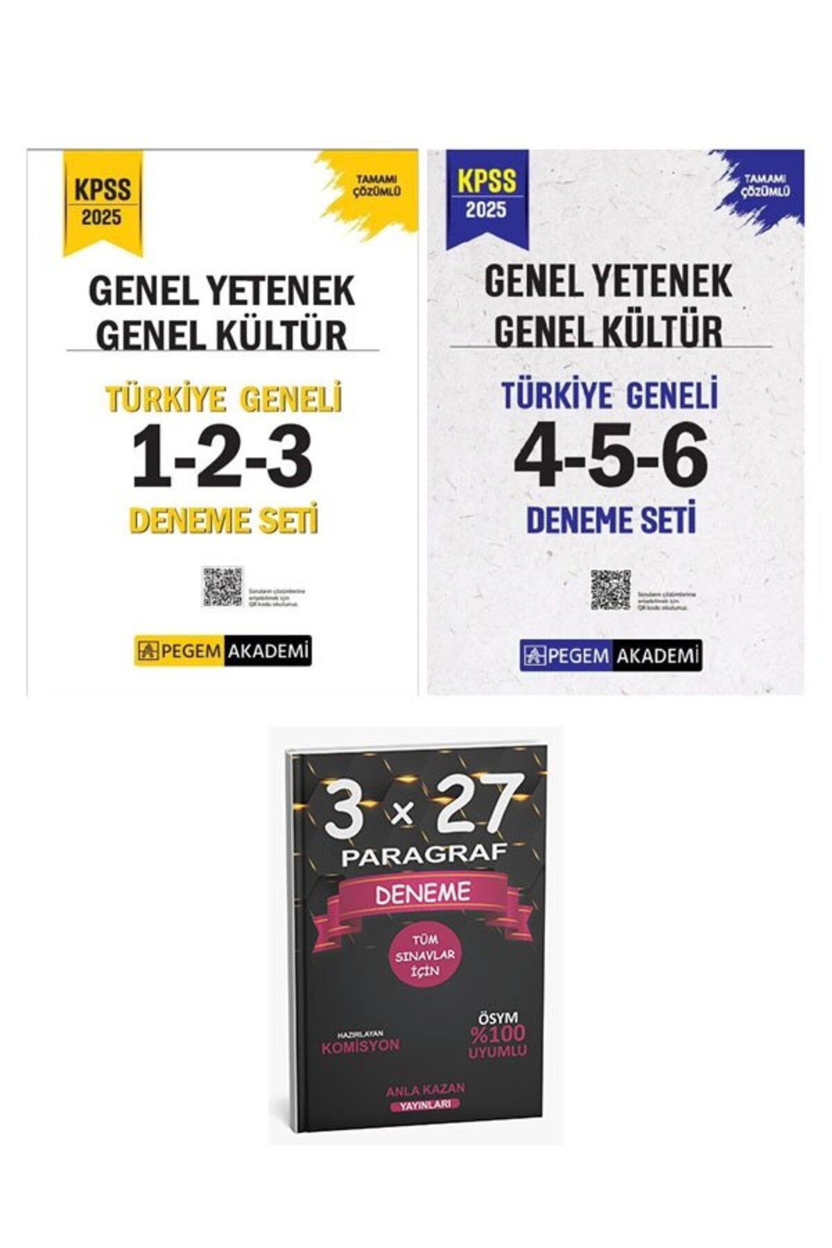 Anla Kazan Yayınları Pegem 2025 KPSS Genel Yetenek Genel Kültür Türkiye Geneli 6 Deneme 2 li Set (1-2-3-4-5-6)+AnlaKAzan