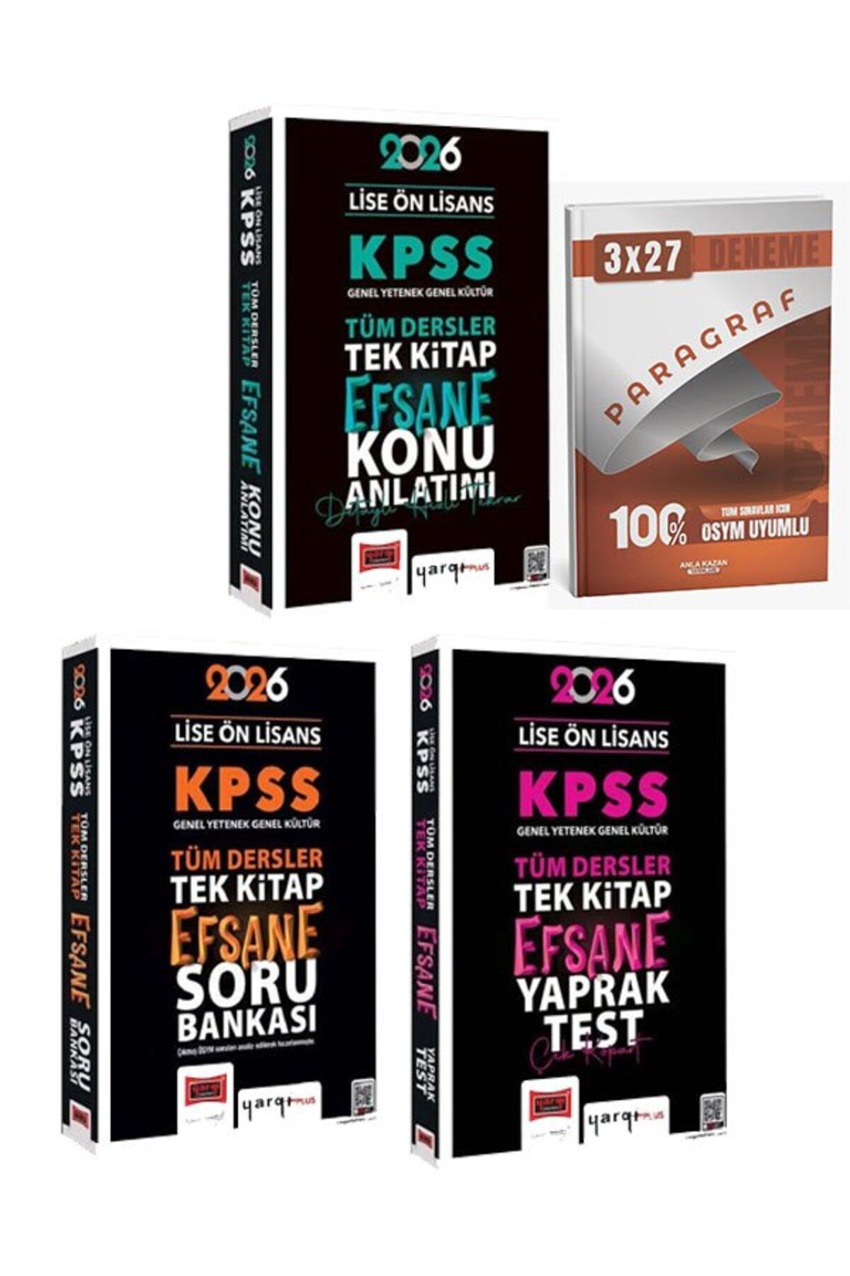Anla Kazan Yayınları Yargı 2026 KPSS Lise Ön Lisans Efsane Konu + Soru Bankası + Yaprak Test 3 lü Set+AnlaKazan PAragraf