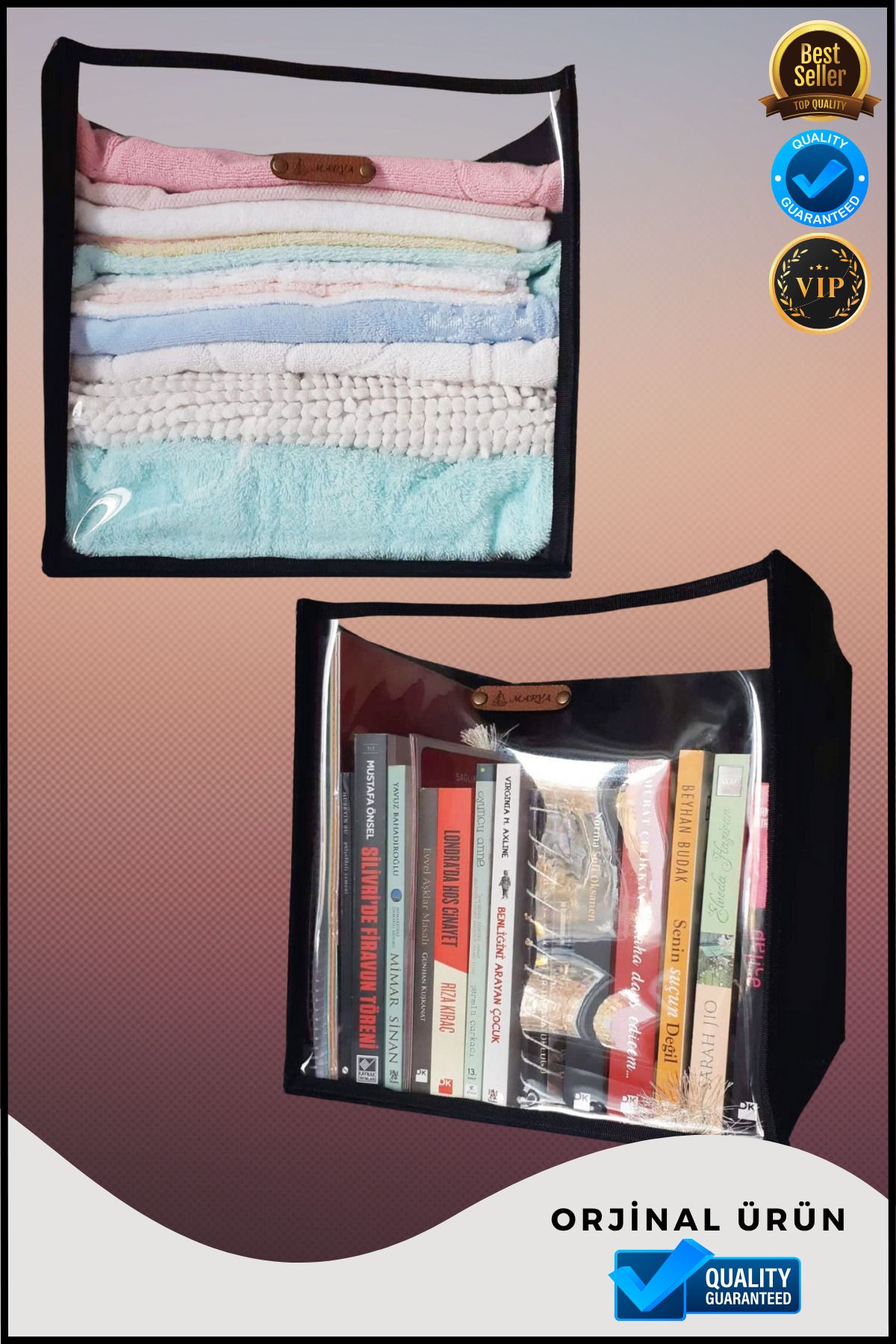 Overbazaar Dolap İçi Düzenleyici 30*30 Cm Ön Yüz Şeffaf Siyah Organizer Çok Amaçlı Depolama