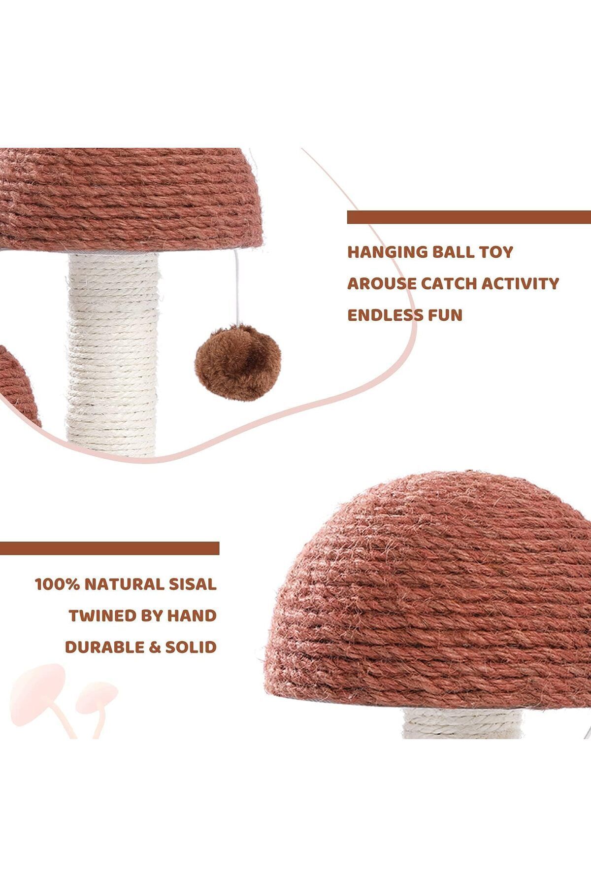 Saharaz-Cat Scratching Post,With Scratching Poles and Interactive Toy Ball for Kittens and Small Cats 3